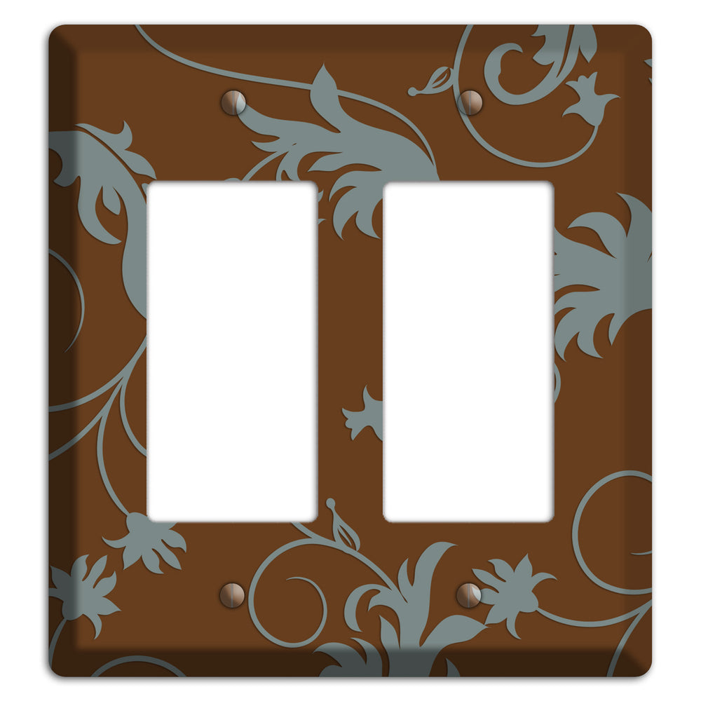 Brown and Grey Victorian Sprig 2 Rocker Wallplate