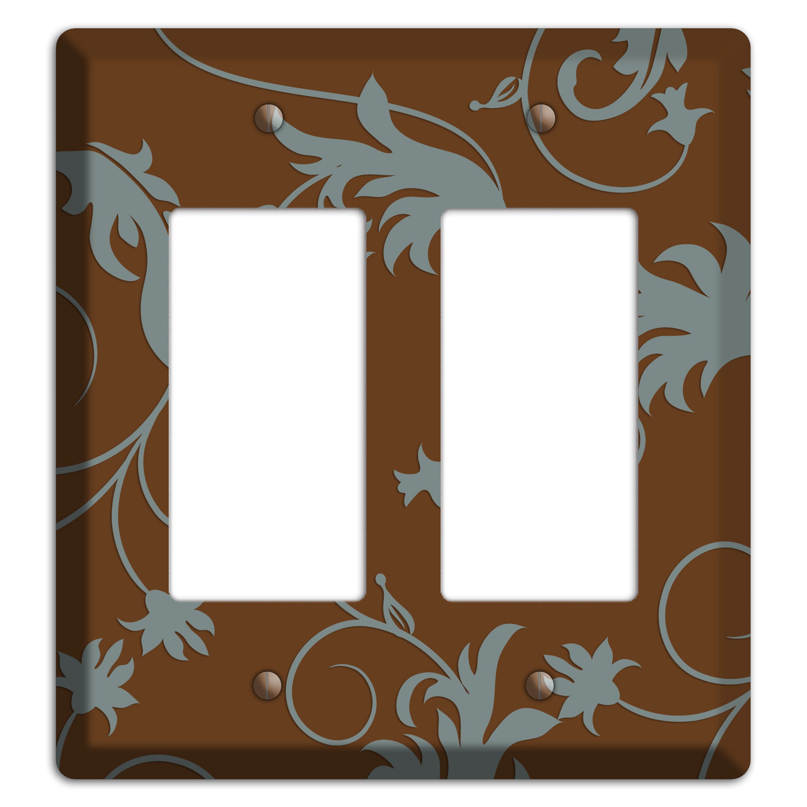 Brown and Grey Victorian Sprig 2 Rocker Wallplate