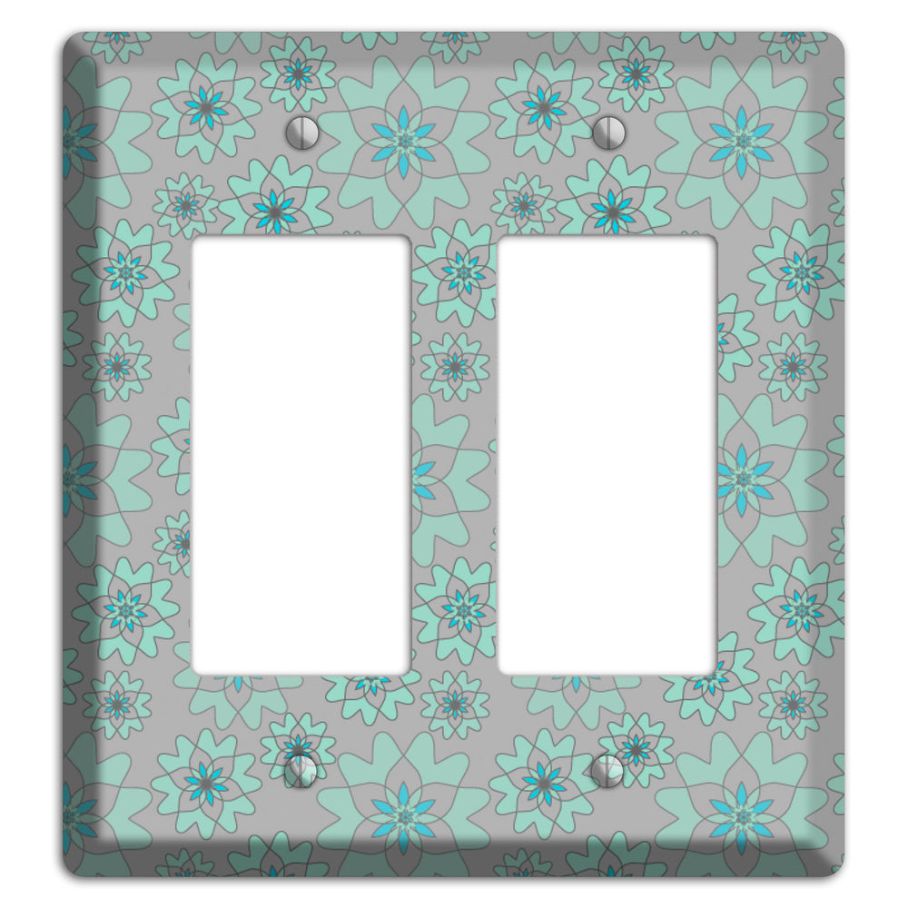 Grey with Aqua Retro Suzani 2 Rocker Wallplate