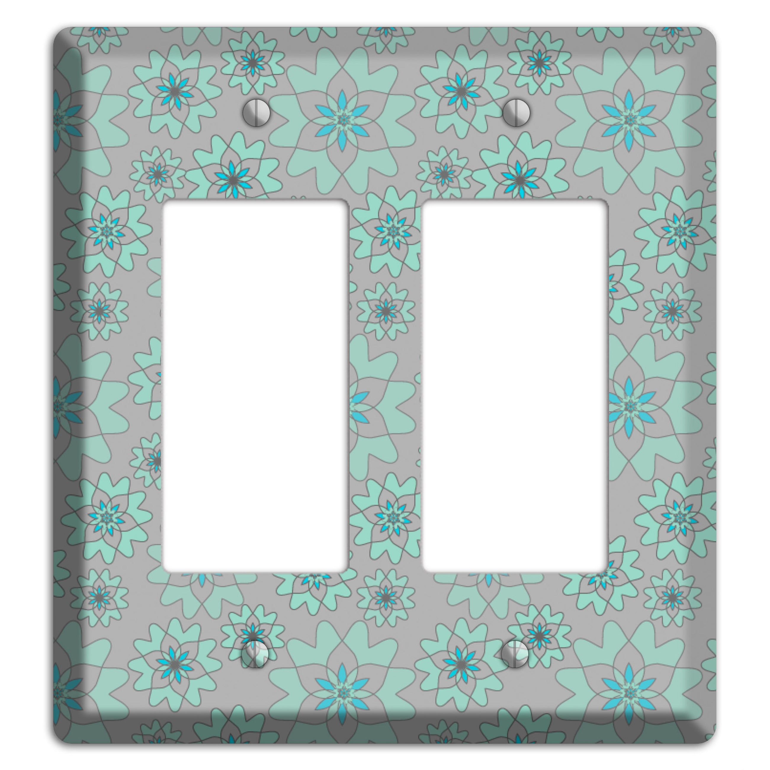 Grey with Aqua Retro Suzani 2 Rocker Wallplate