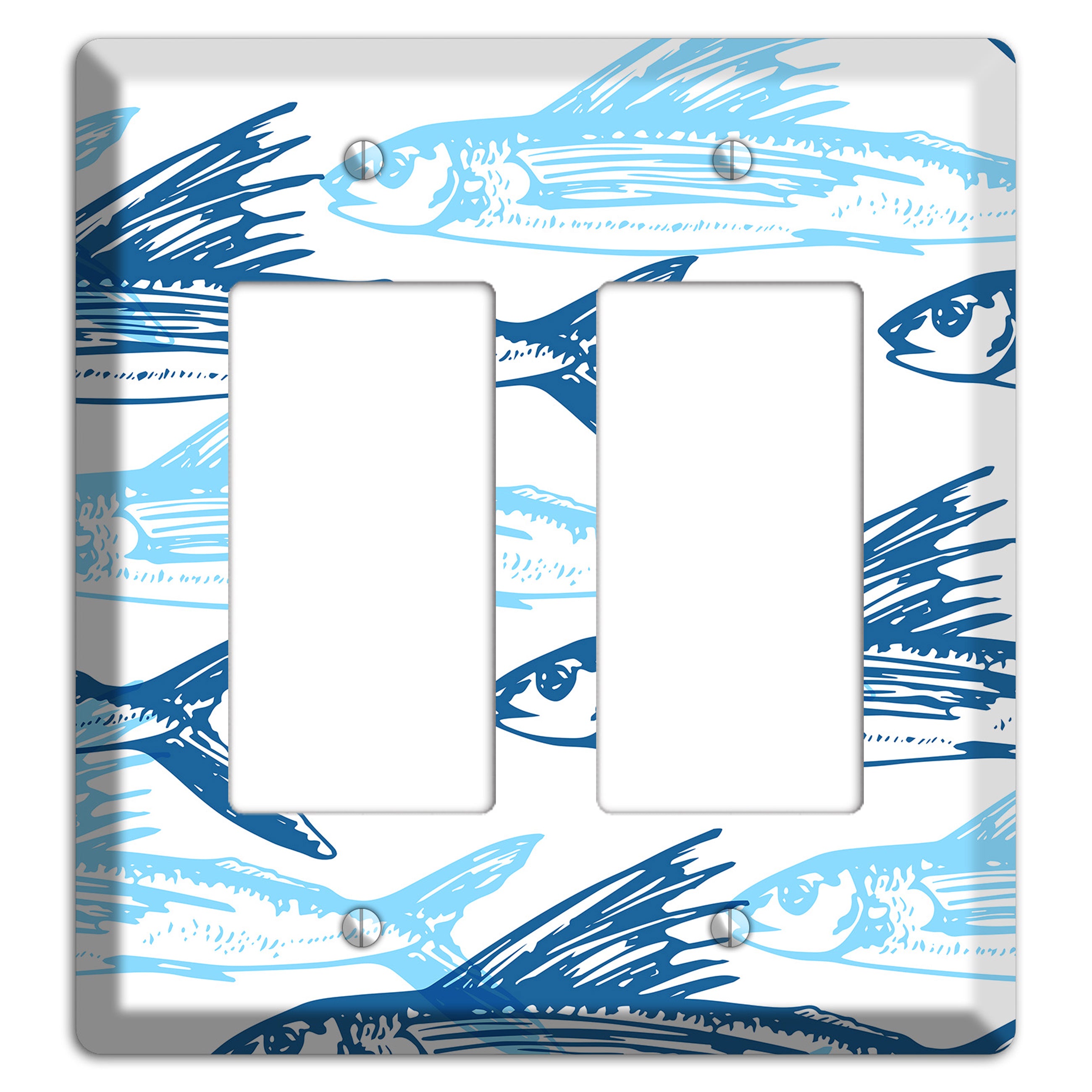 Multi-Blue Fish 2 Rocker Wallplate