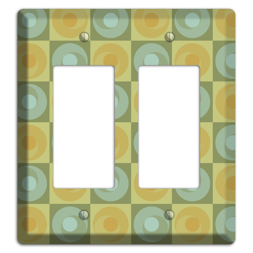 Multi Sage and Mustard Checked Circles 2 Rocker Wallplate