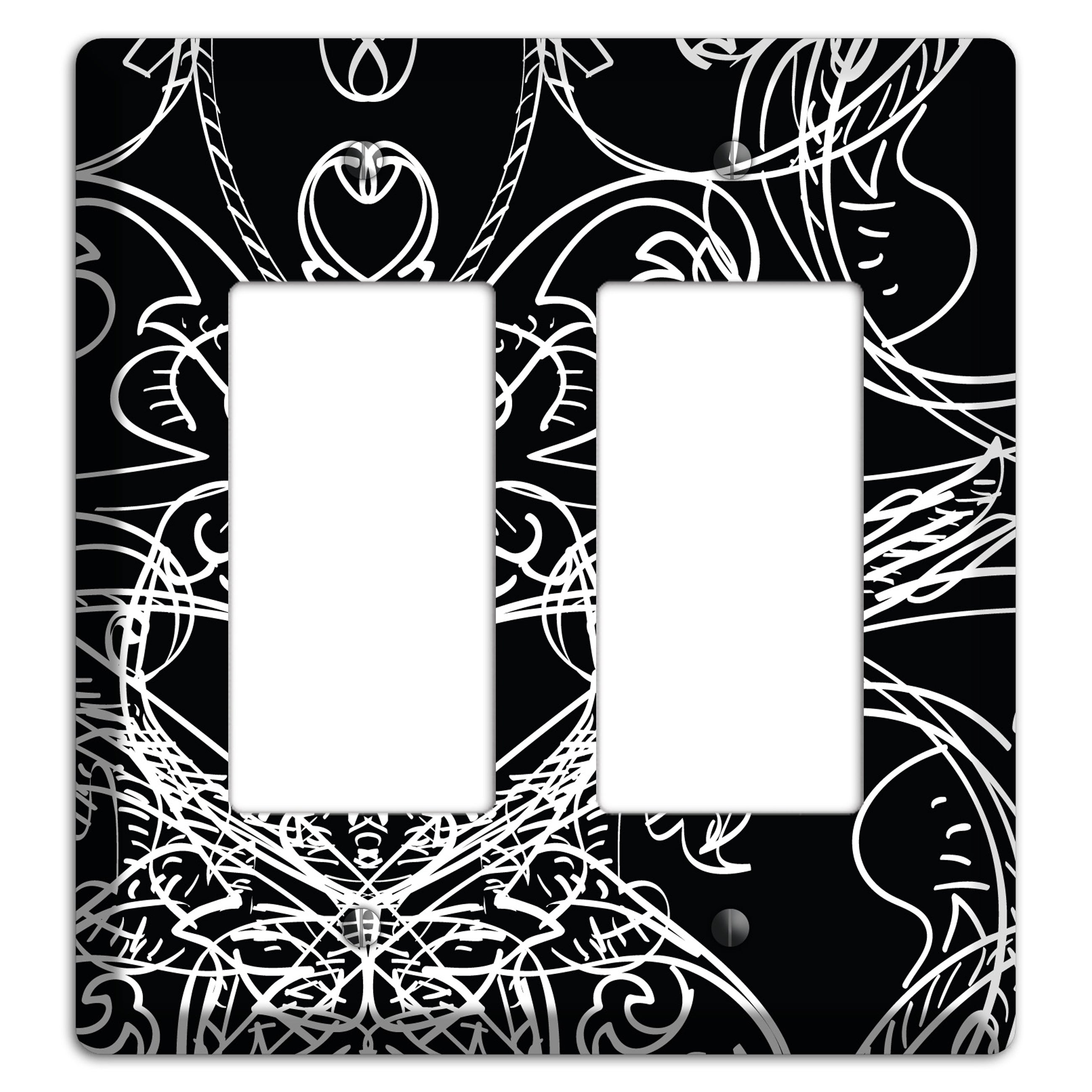 Black Deco Sketch 2 Rocker Wallplate