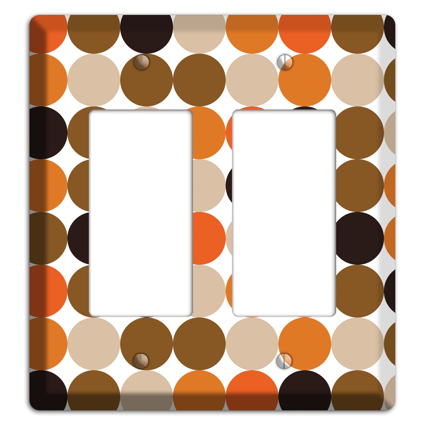 Orange Brown Black Beige Tiled Dots 2 Rocker Wallplate