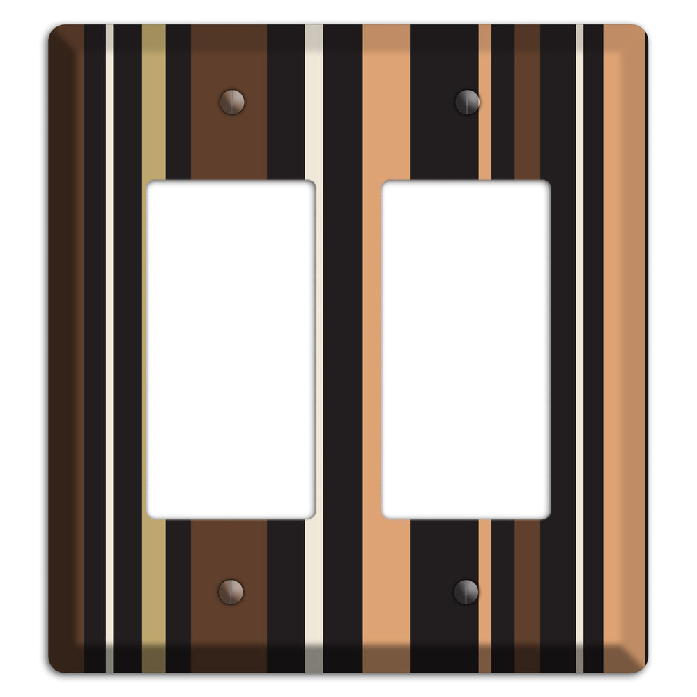 Multi Brown and Coral Vertical Stripe 2 Rocker Wallplate