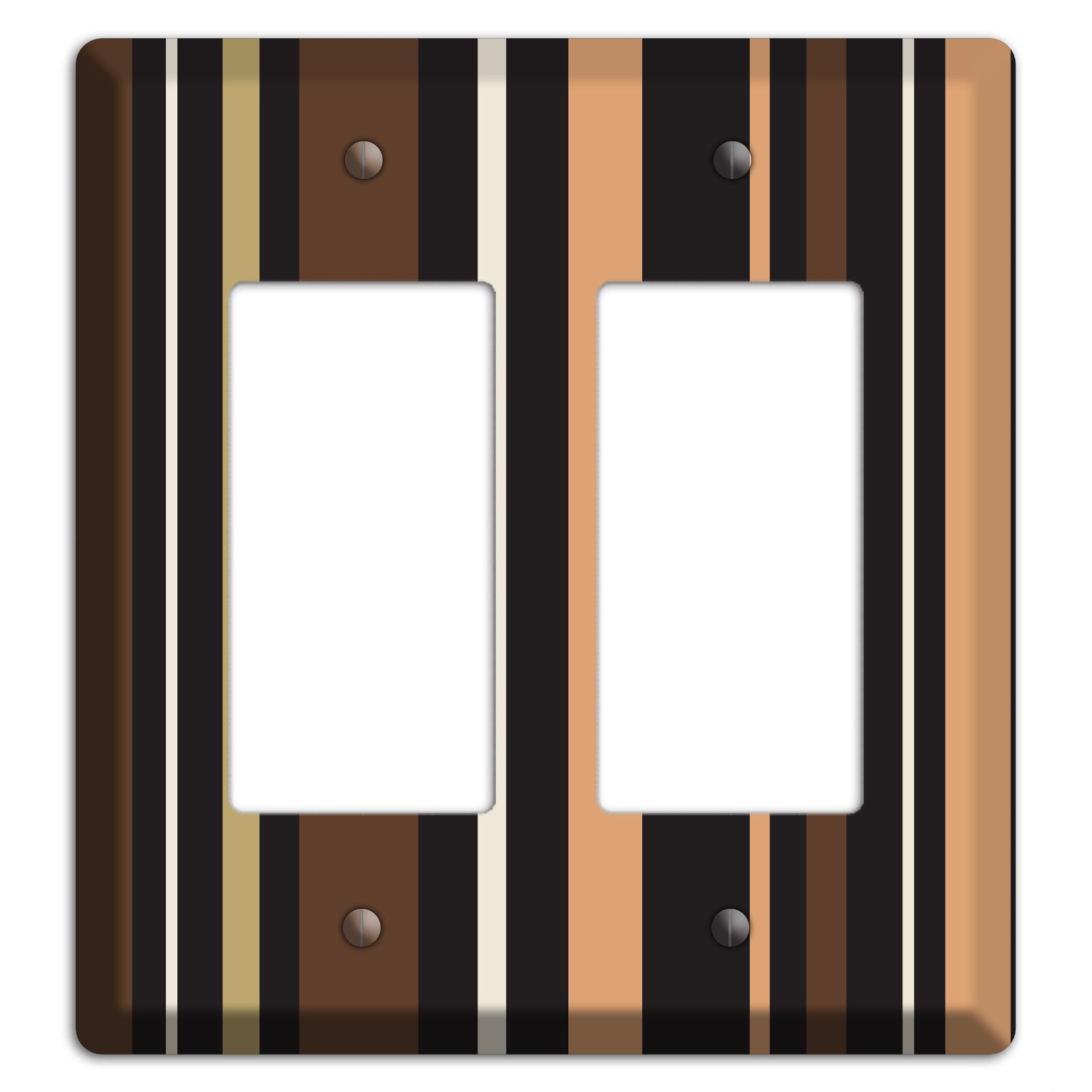 Multi Brown and Coral Vertical Stripe 2 Rocker Wallplate