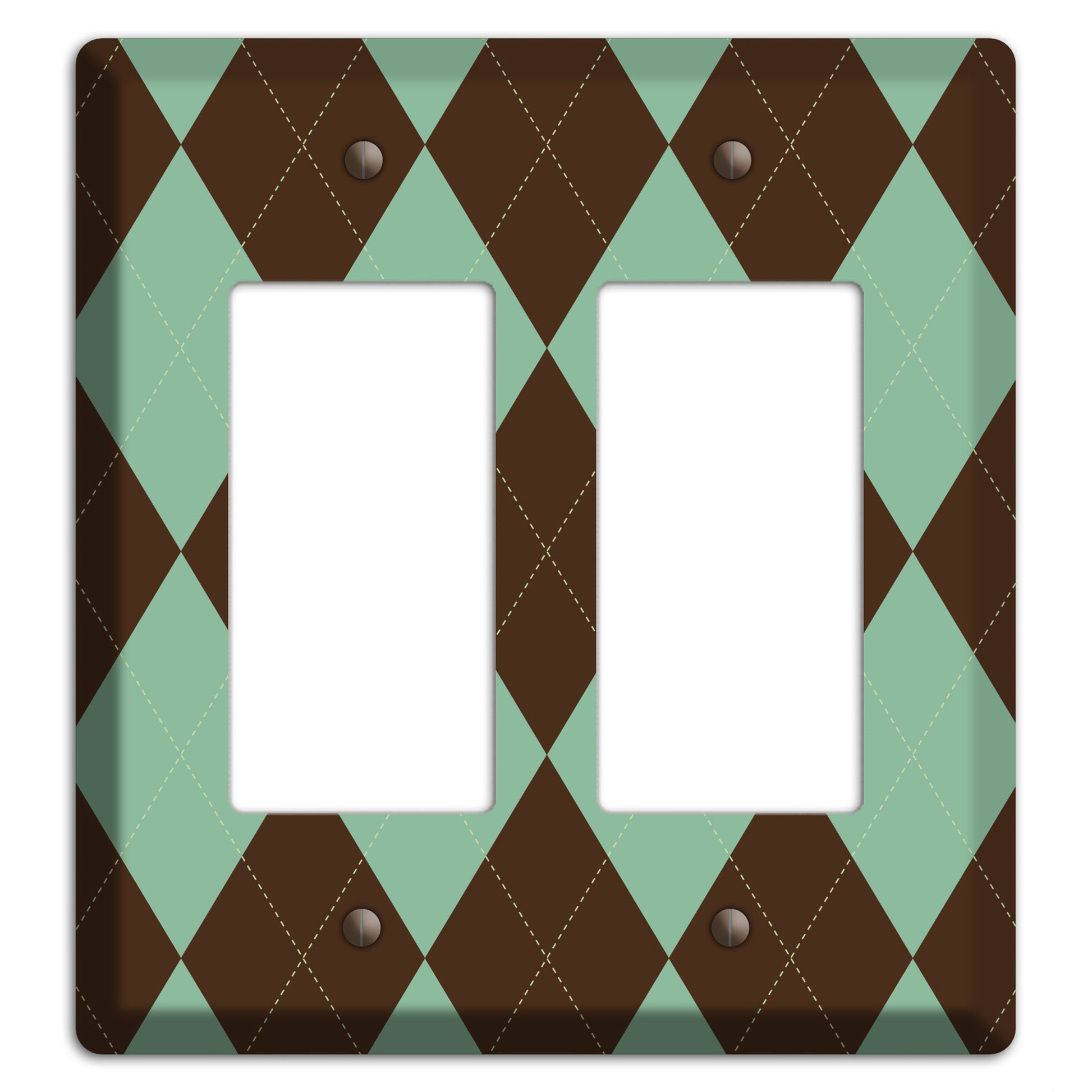 Green and Brown Argyle 2 Rocker Wallplate