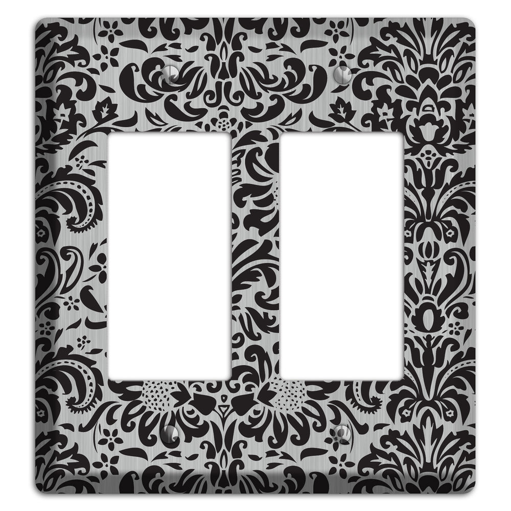 Black Toile Stainless Steel 2 Rocker Wallplate