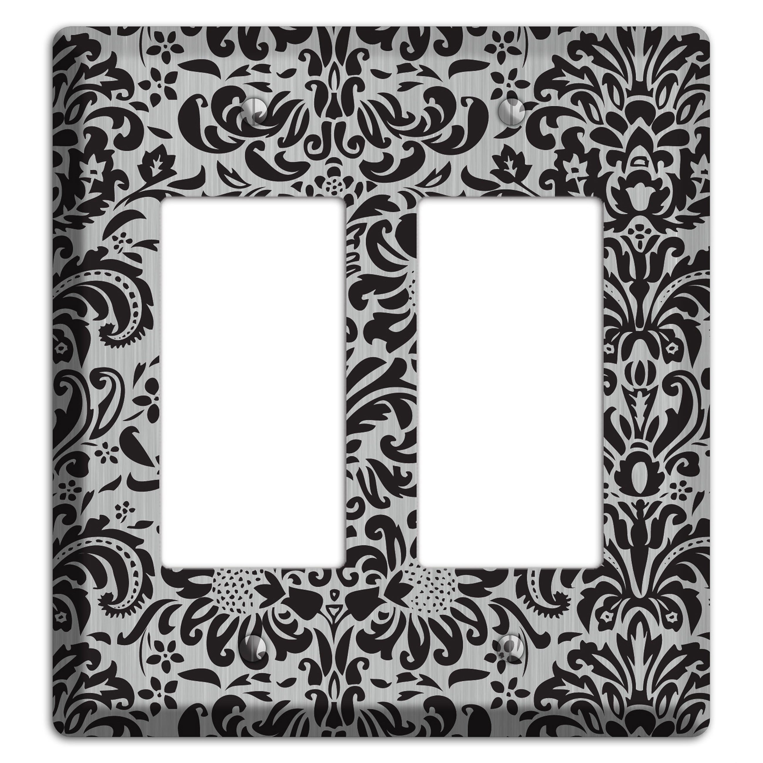 Black Toile  Stainless 2 Rocker Wallplate