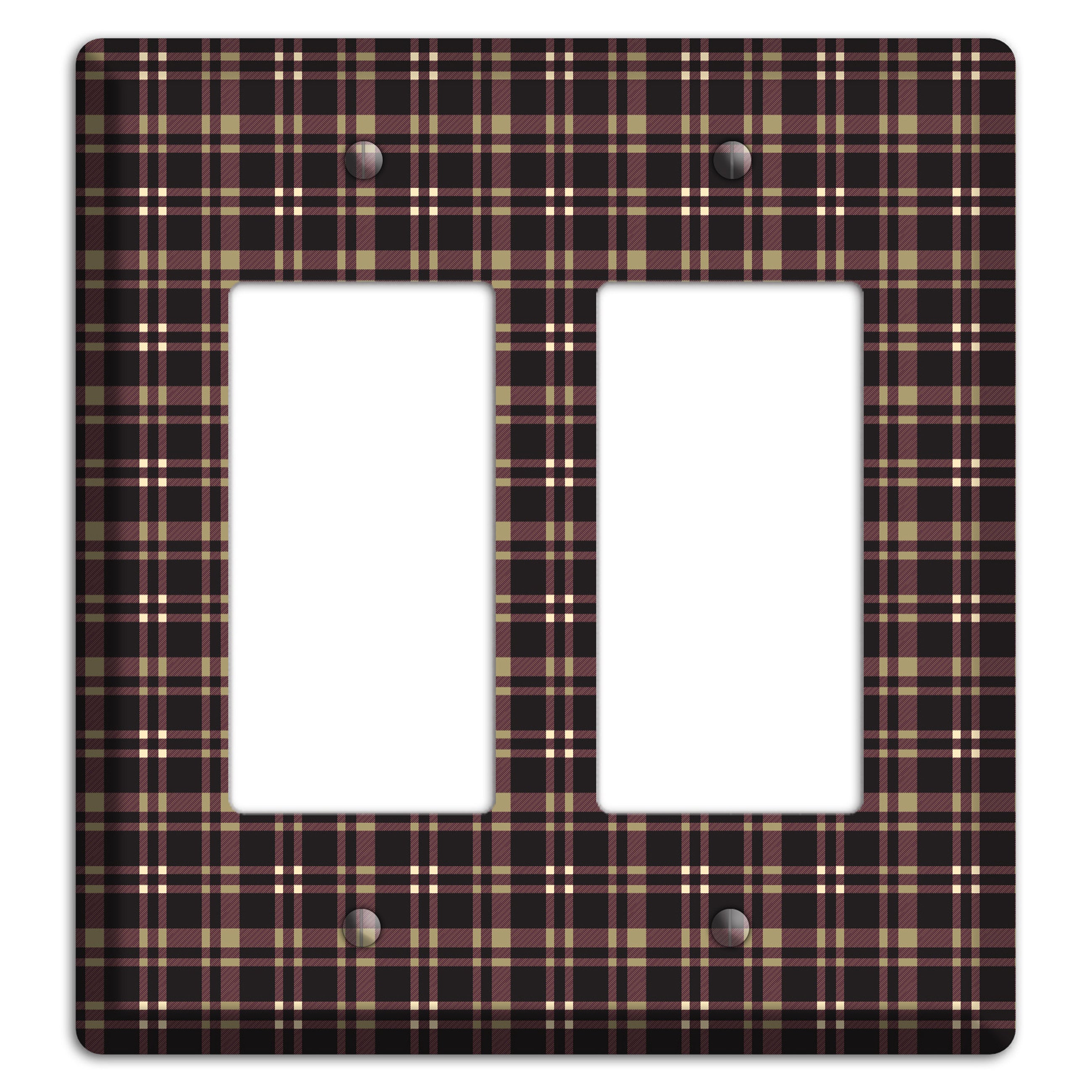 Dark Brown Plaid 2 Rocker Wallplate