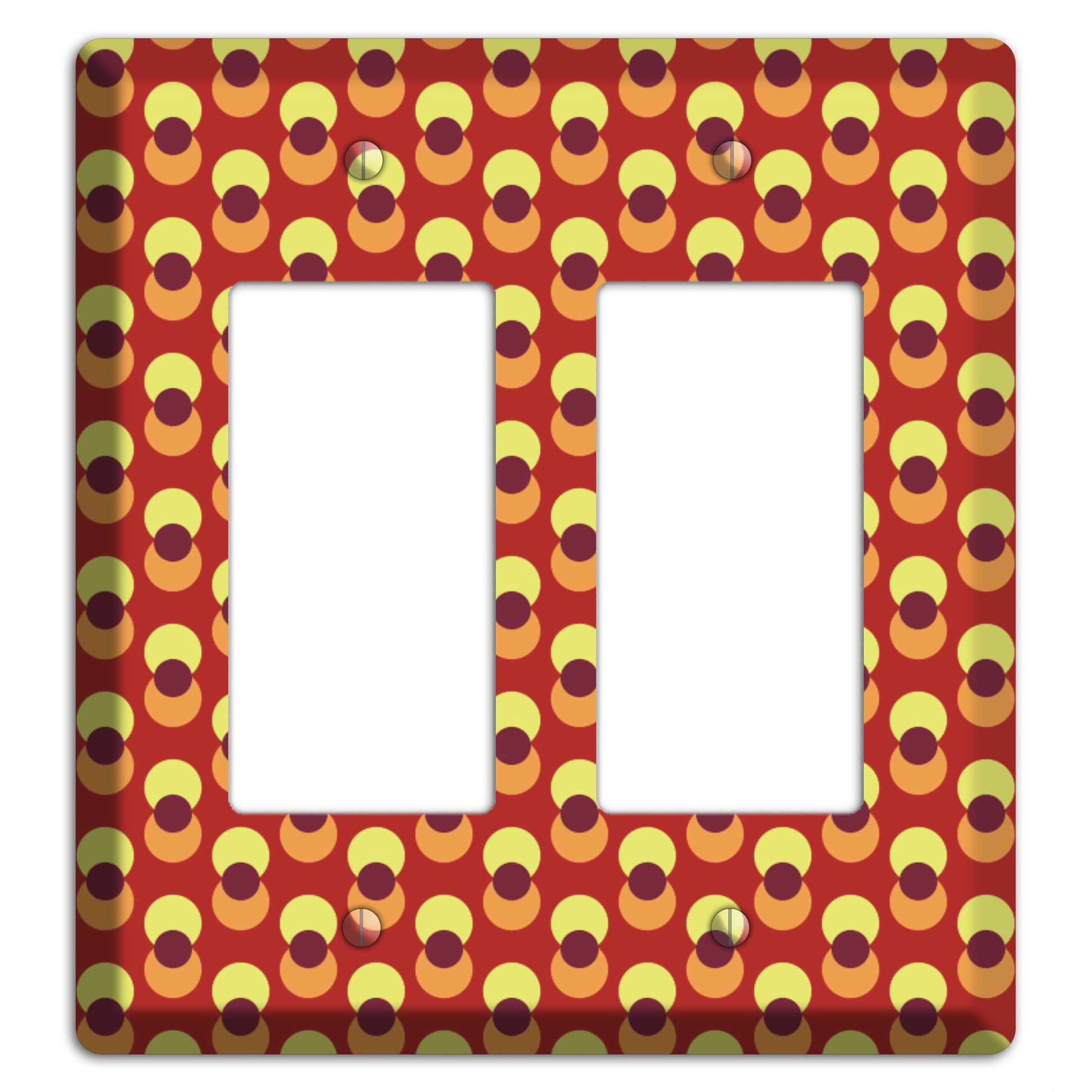 Red Yellow Coral Overlain Dots 2 Rocker Wallplate