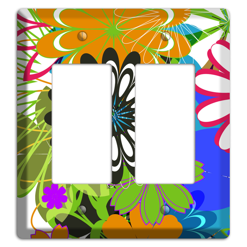 Multi Retro Flowers 2 Rocker Wallplate