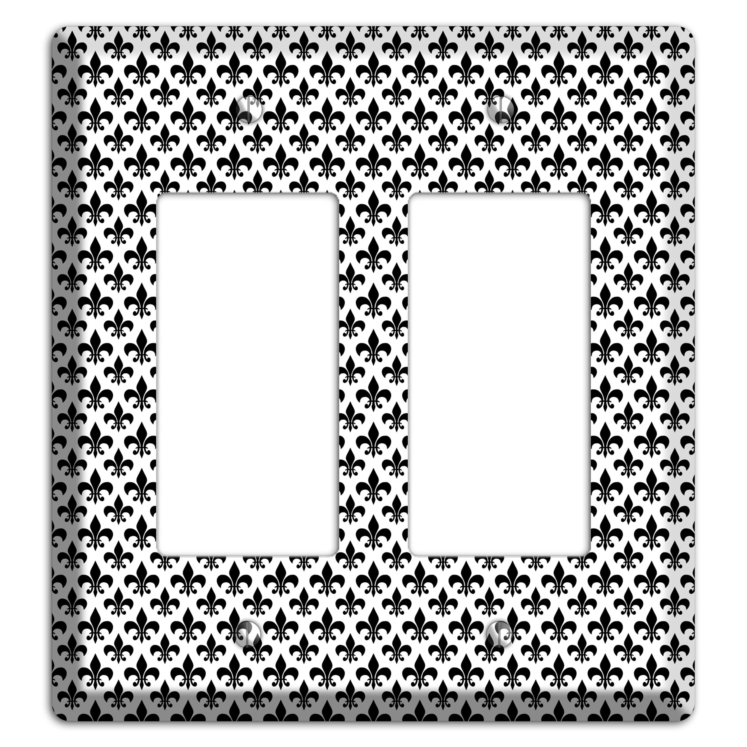 Black and White Fleur de lis 2 Rocker Wallplate