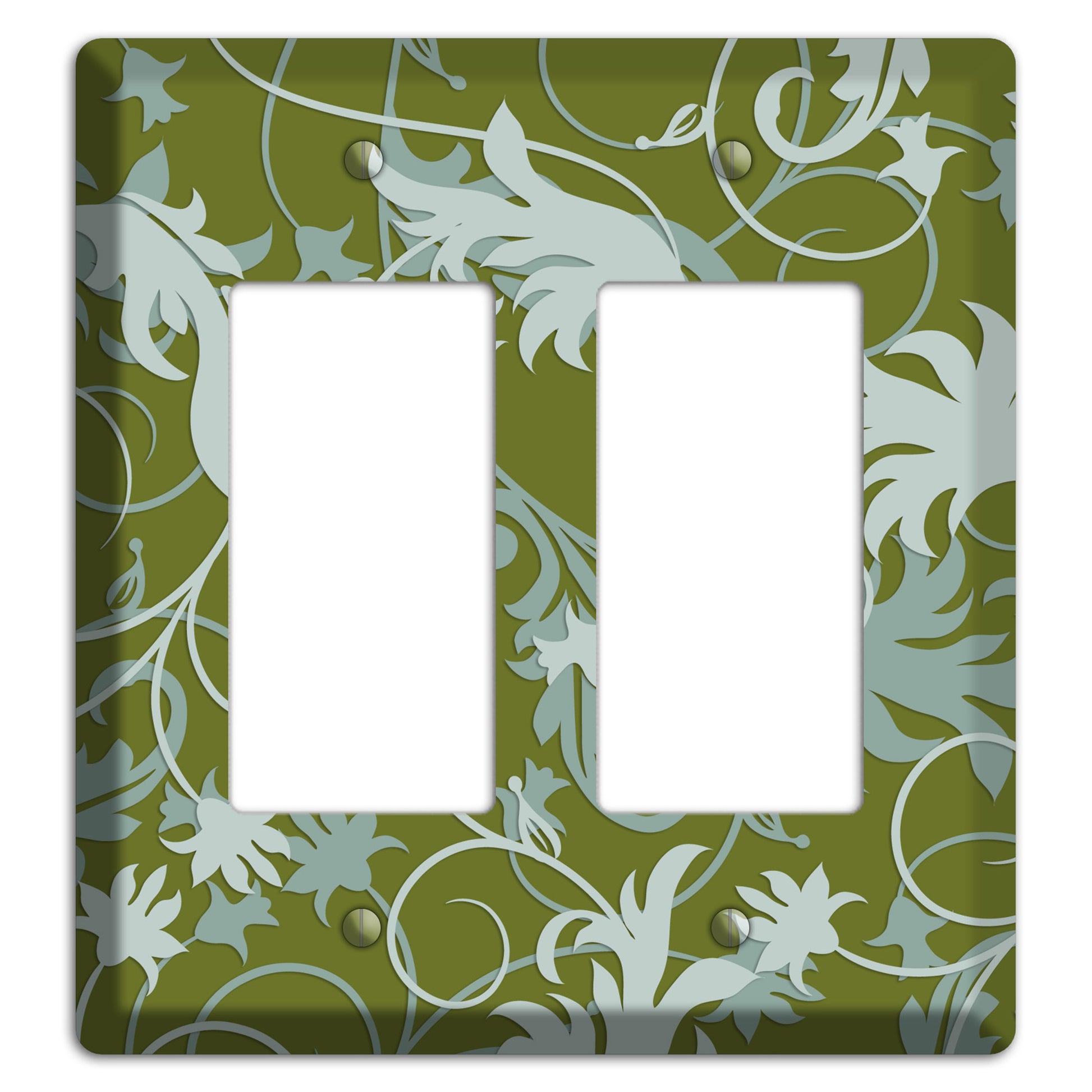 Green and Beige Victorian Sprig 2 Rocker Wallplate