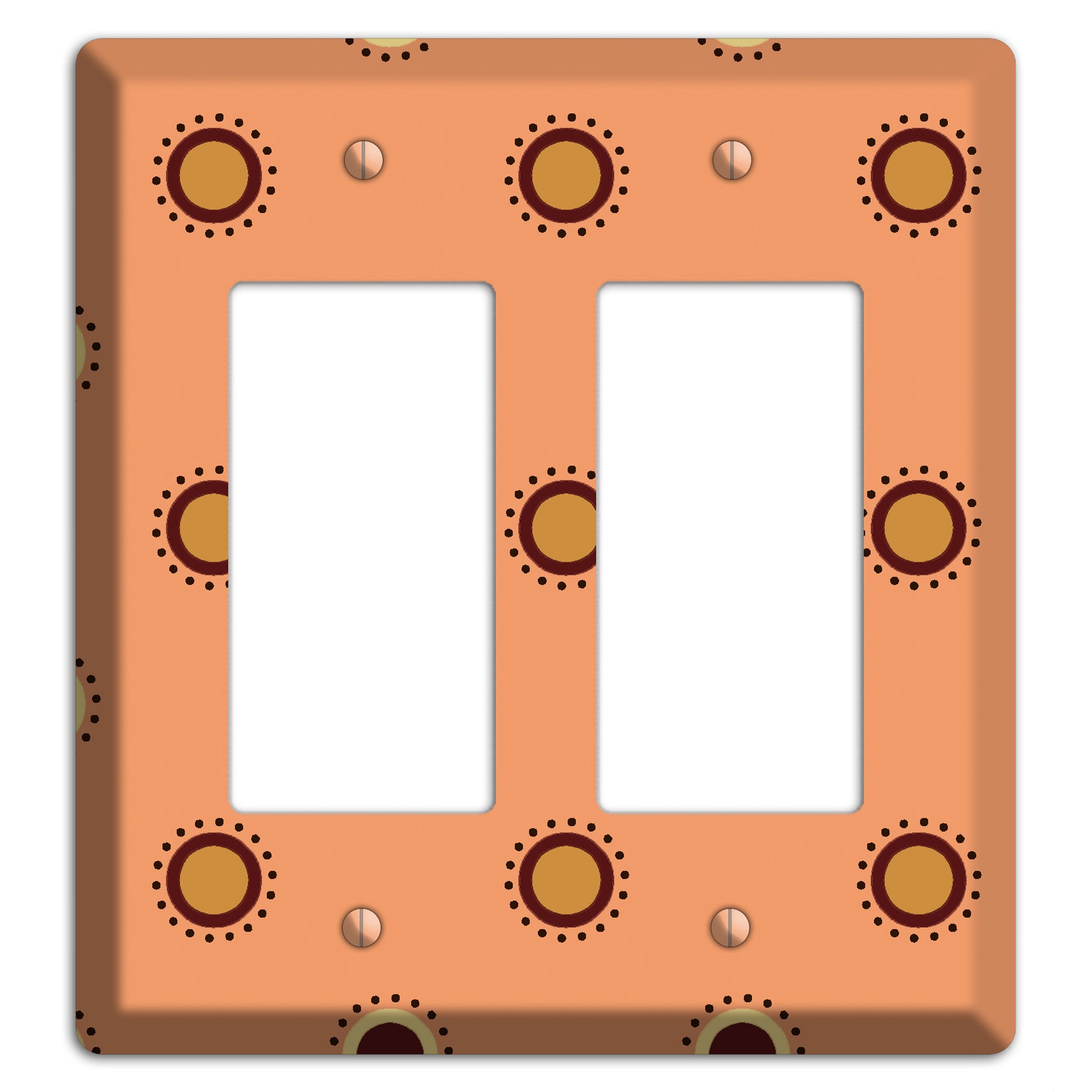 Coral with Multi Brown Suzani Dots 2 Rocker Wallplate