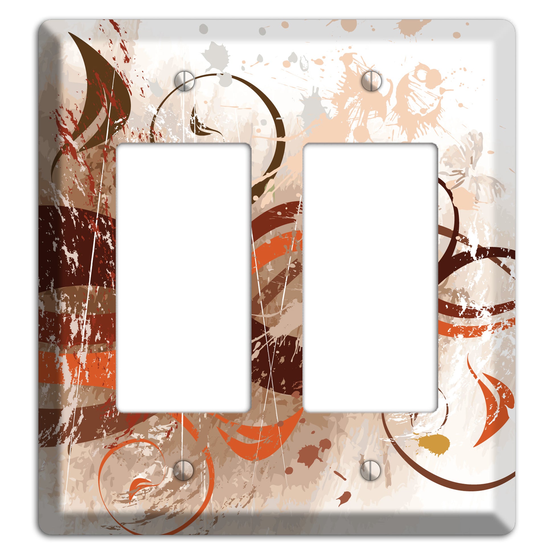 Brown Maroon Orange Swirl and Splatter 2 Rocker Wallplate