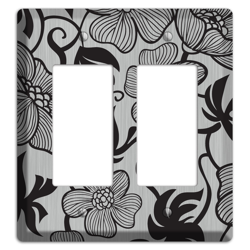 Stainless Steel with Black Tropical 2 Rocker Wallplate