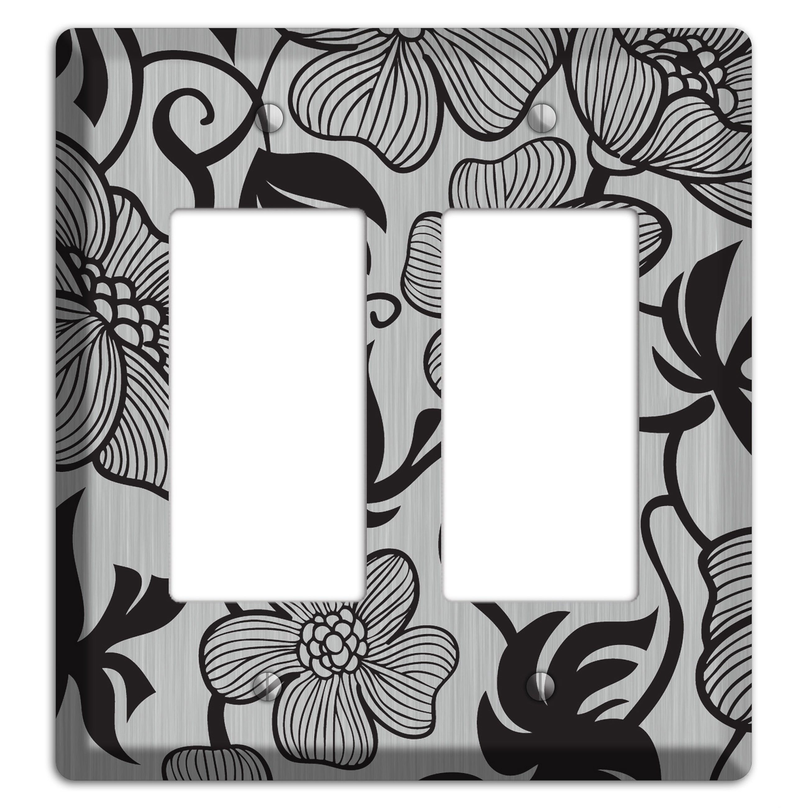 Stainless with Black Tropical 2 Rocker Wallplate