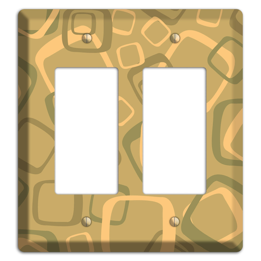 Multi Olive Random Retro Squares 2 Rocker Wallplate