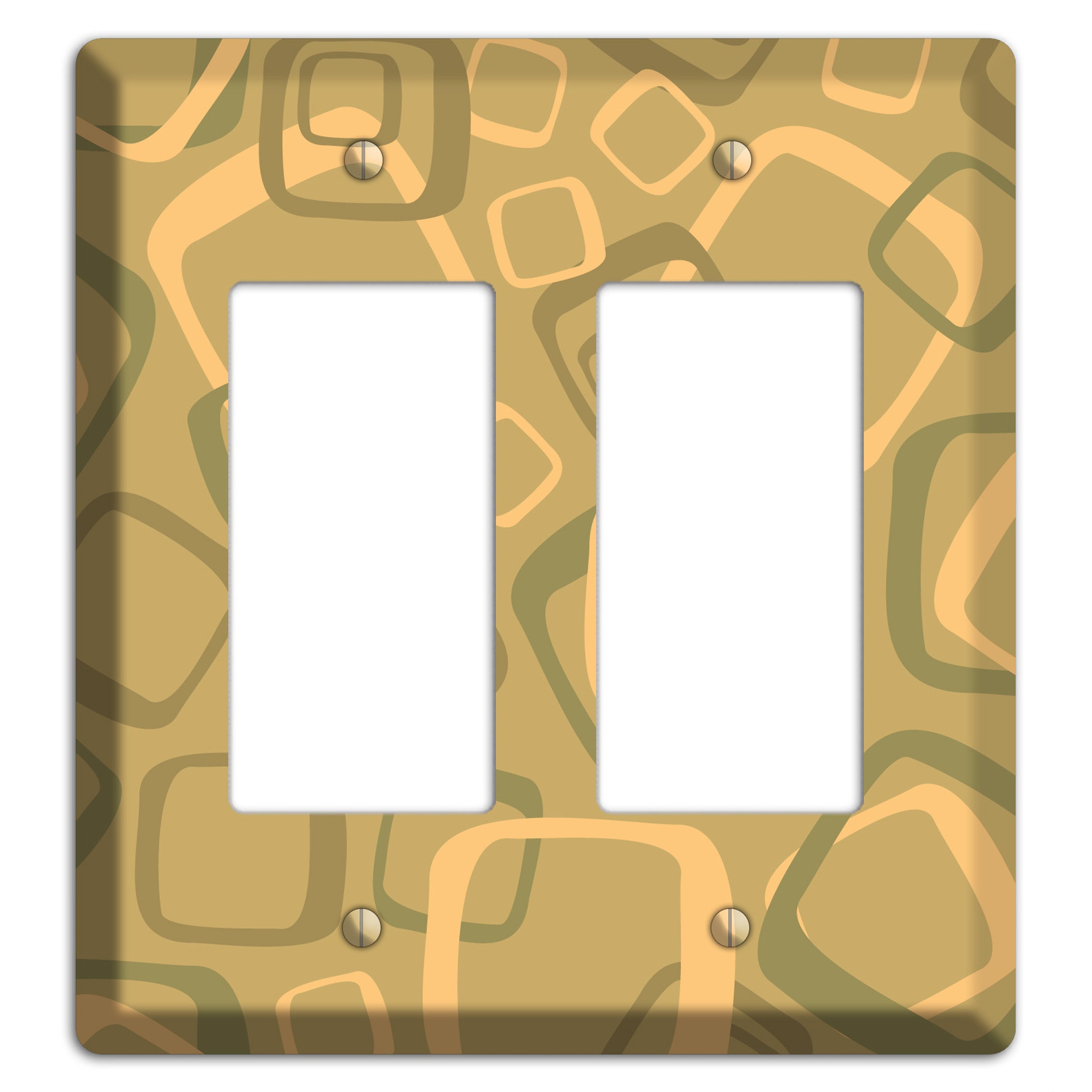 Multi Olive Random Retro Squares 2 Rocker Wallplate