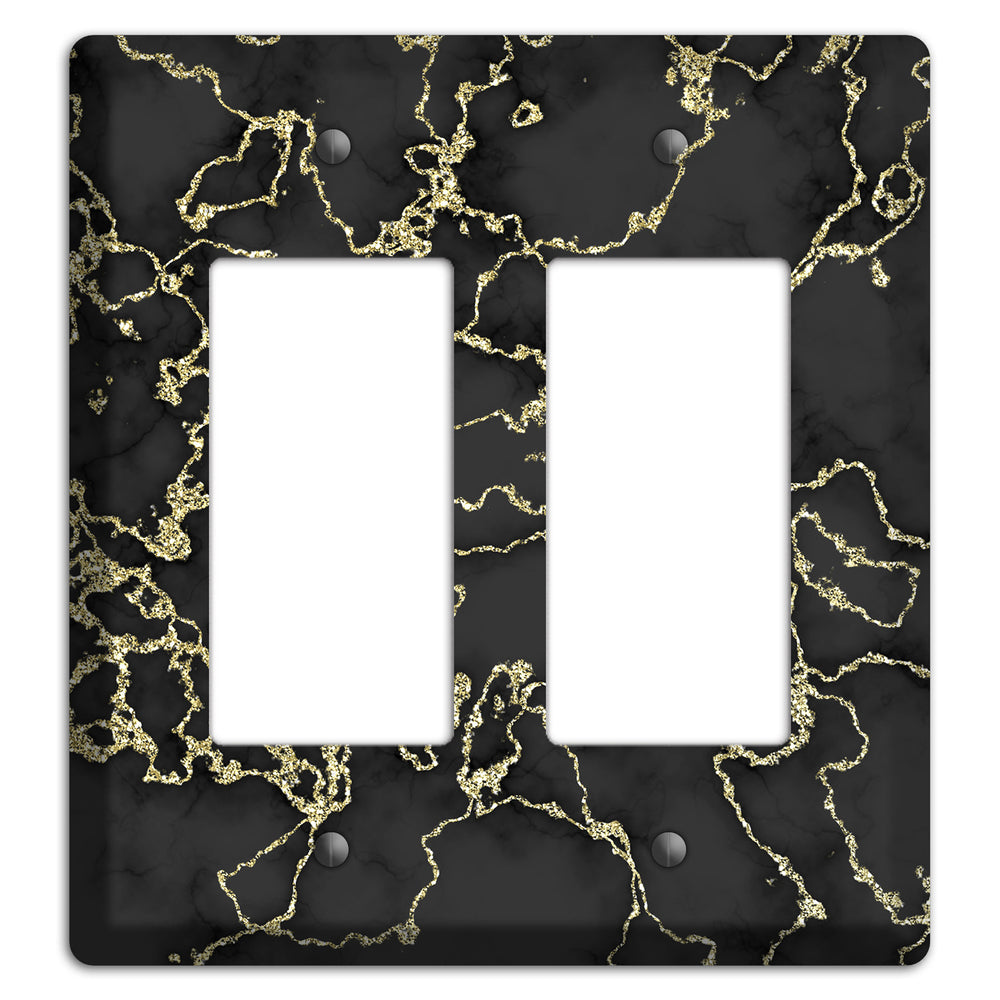 Black and Gold Marble Shatter 2 Rocker Wallplate