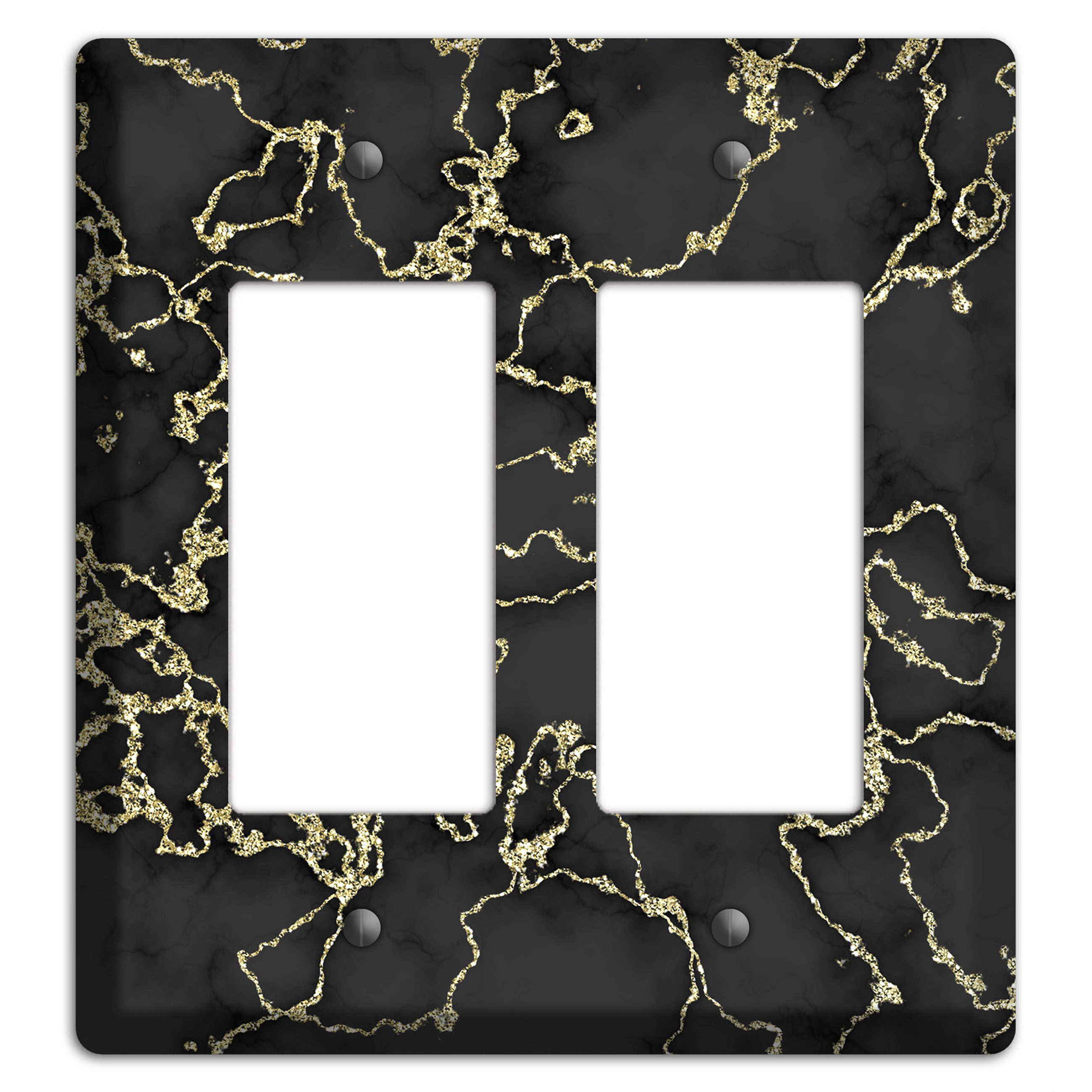 Black and Gold Marble Shatter 2 Rocker Wallplate