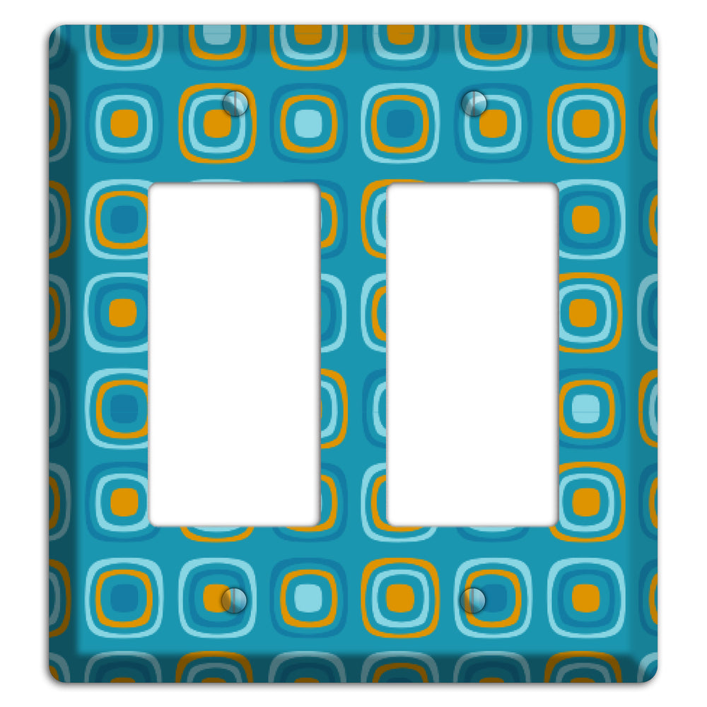 Teal and Mustard Rounded Squares 2 Rocker Wallplate