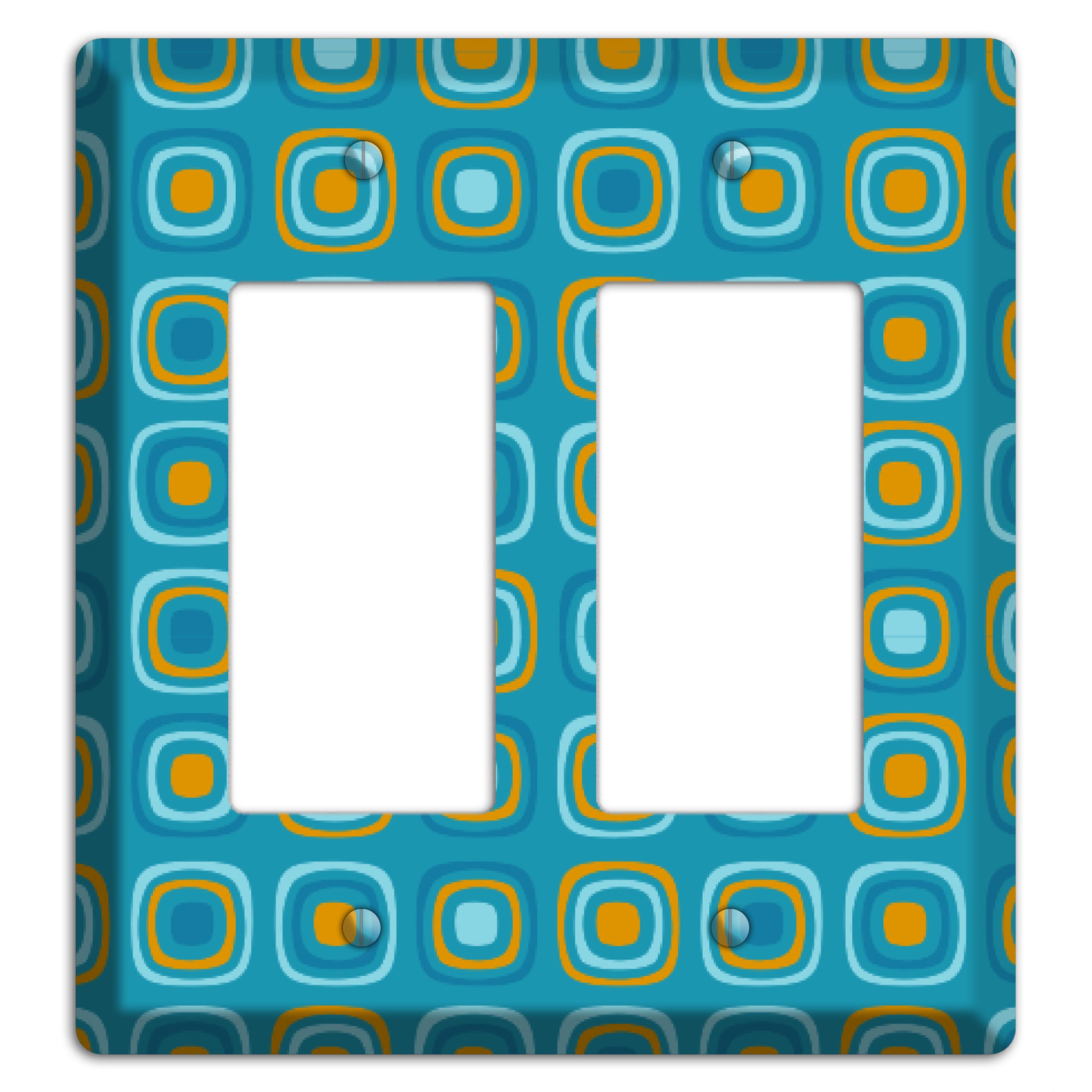 Teal and Mustard Rounded Squares 2 Rocker Wallplate