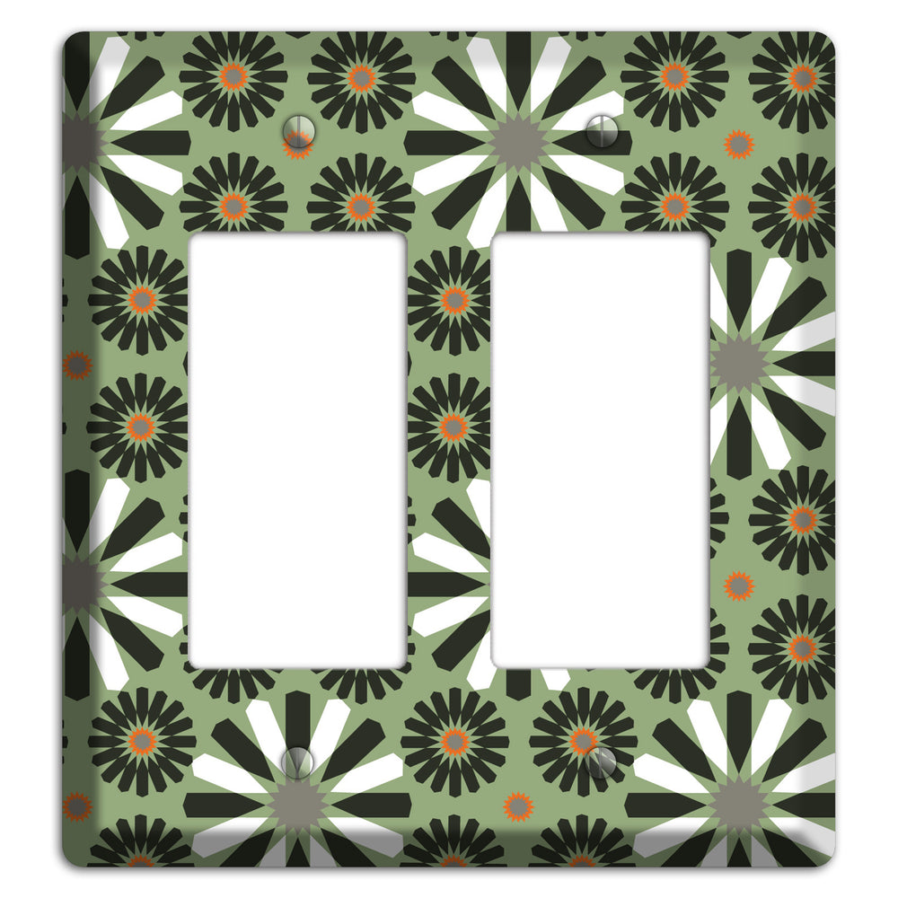 Olive with Scandinavian Floral 2 Rocker Wallplate