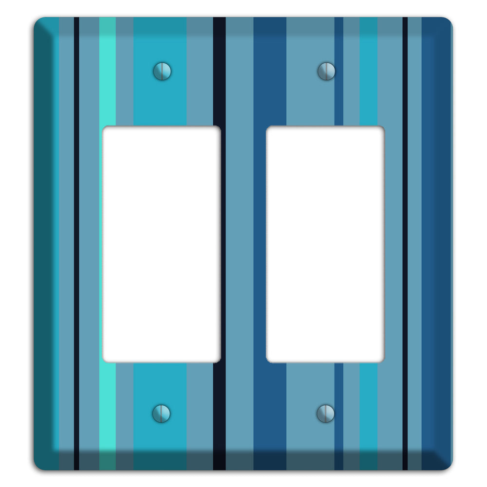 Multi Turquoise Vertical Stripe 2 Rocker Wallplate