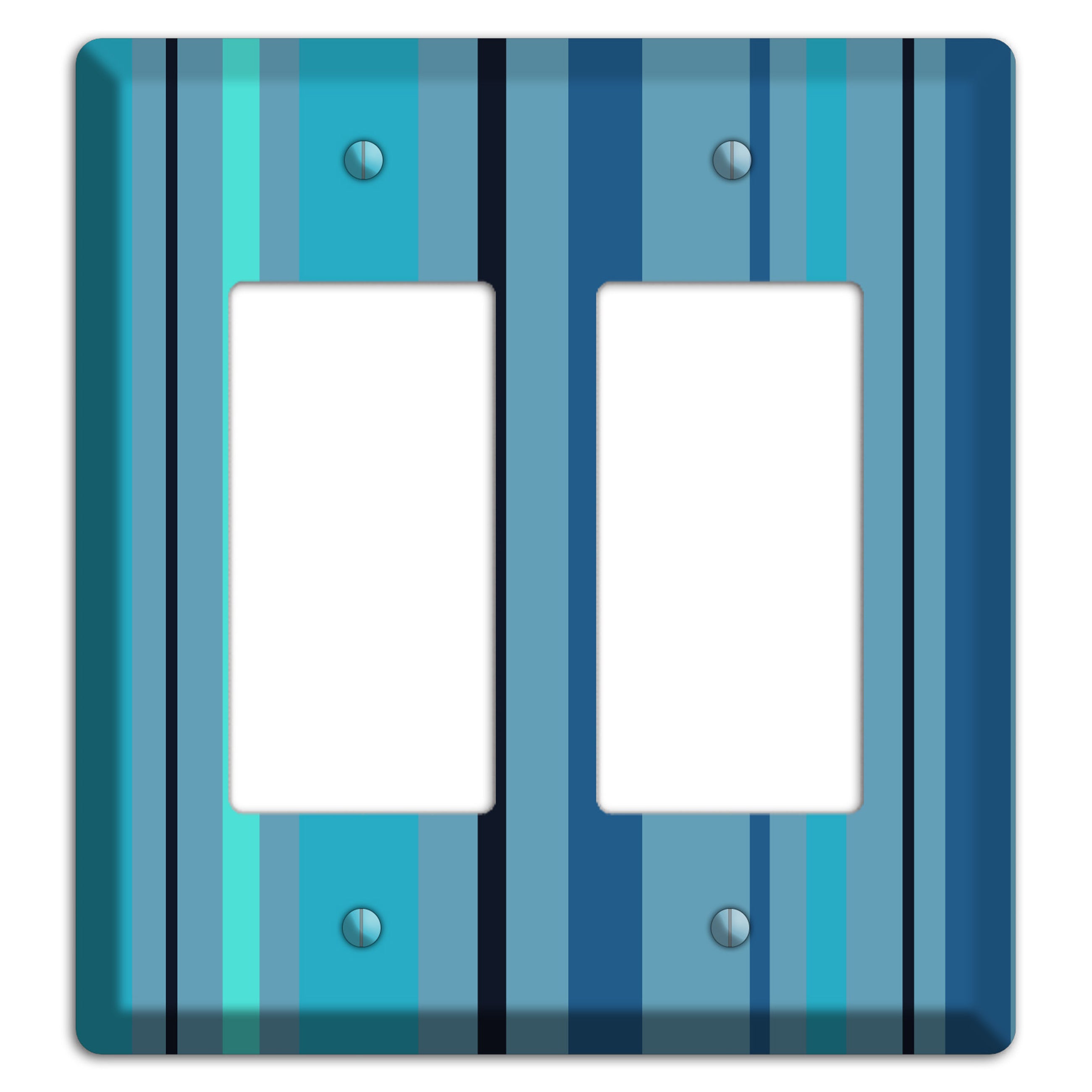 Multi Turquoise Vertical Stripe 2 Rocker Wallplate