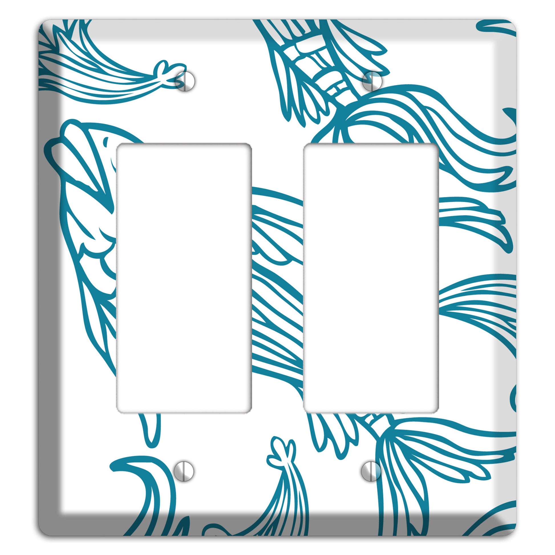 Teal and White Koi 2 Rocker Wallplate