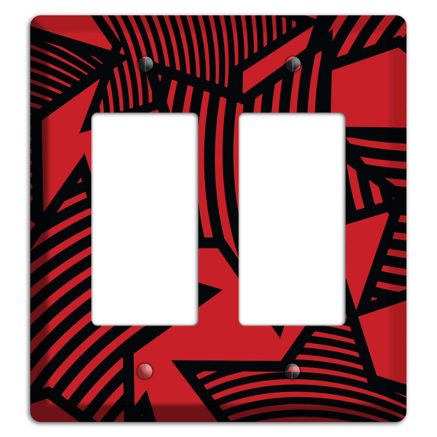 Red with Large Black Stars 2 Rocker Wallplate