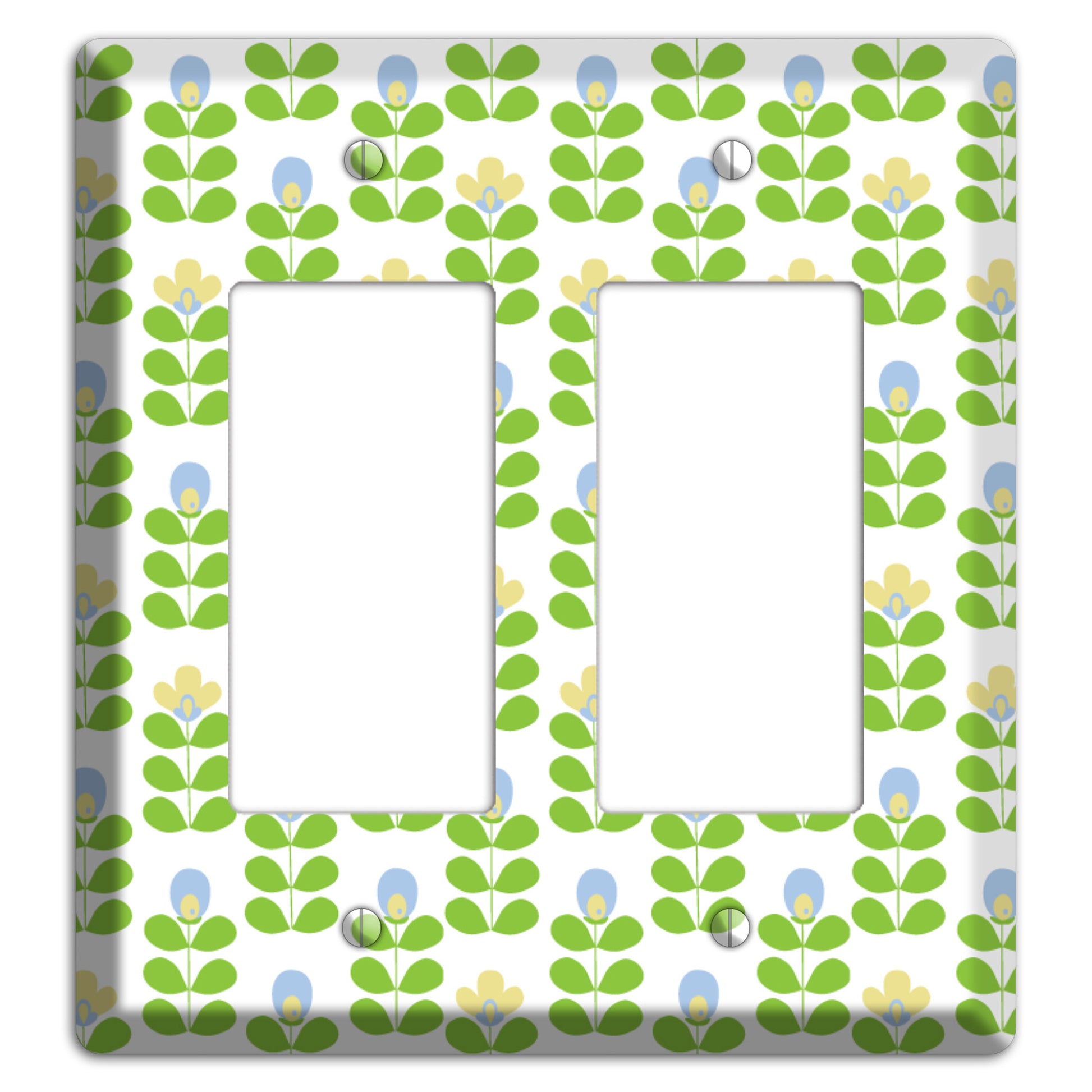 Green Deco Floral Half Drop 2 Rocker Wallplate