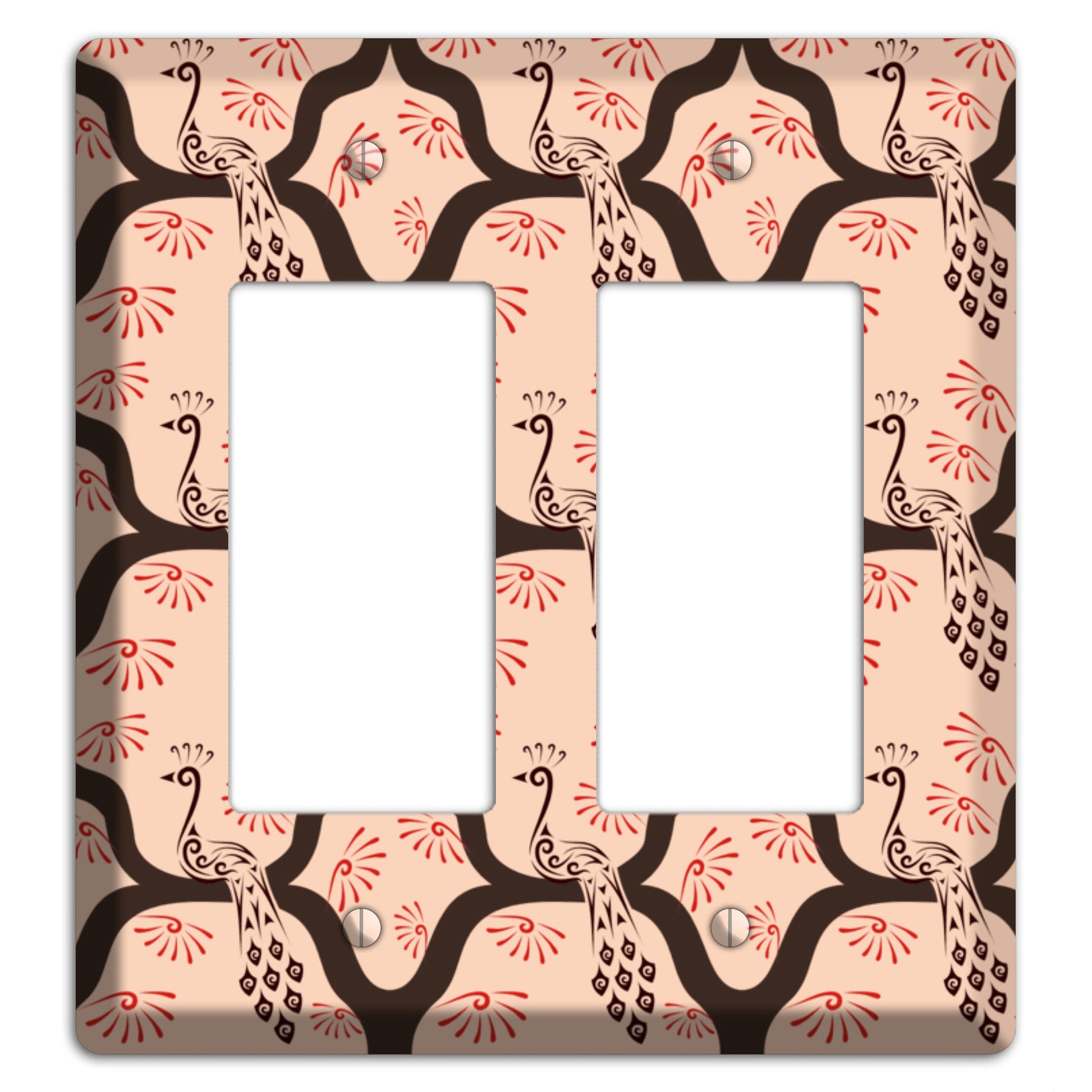 Light Quatrefoil Peacock 2 Rocker Wallplate