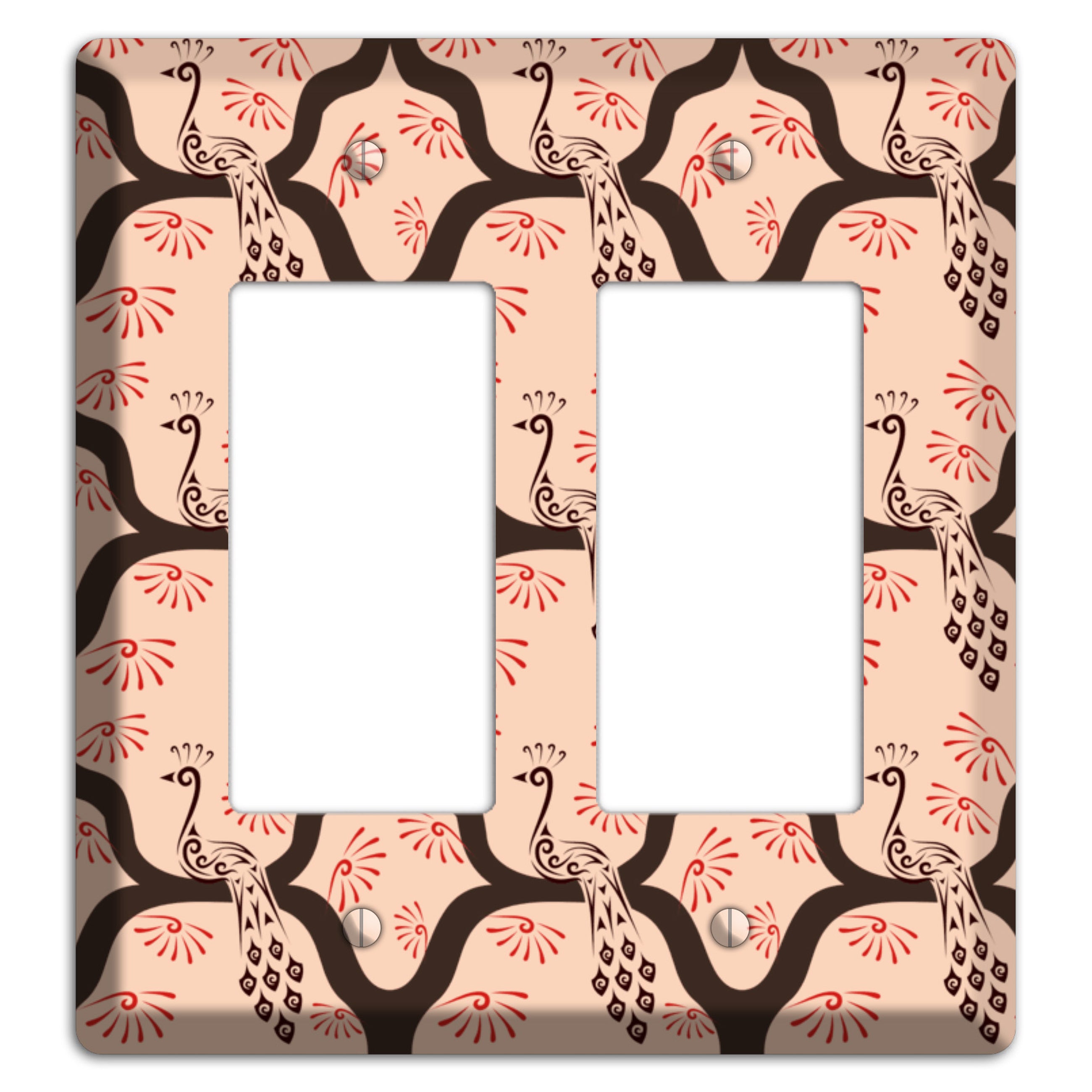 Light Quatrefoil Peacock 2 Rocker Wallplate