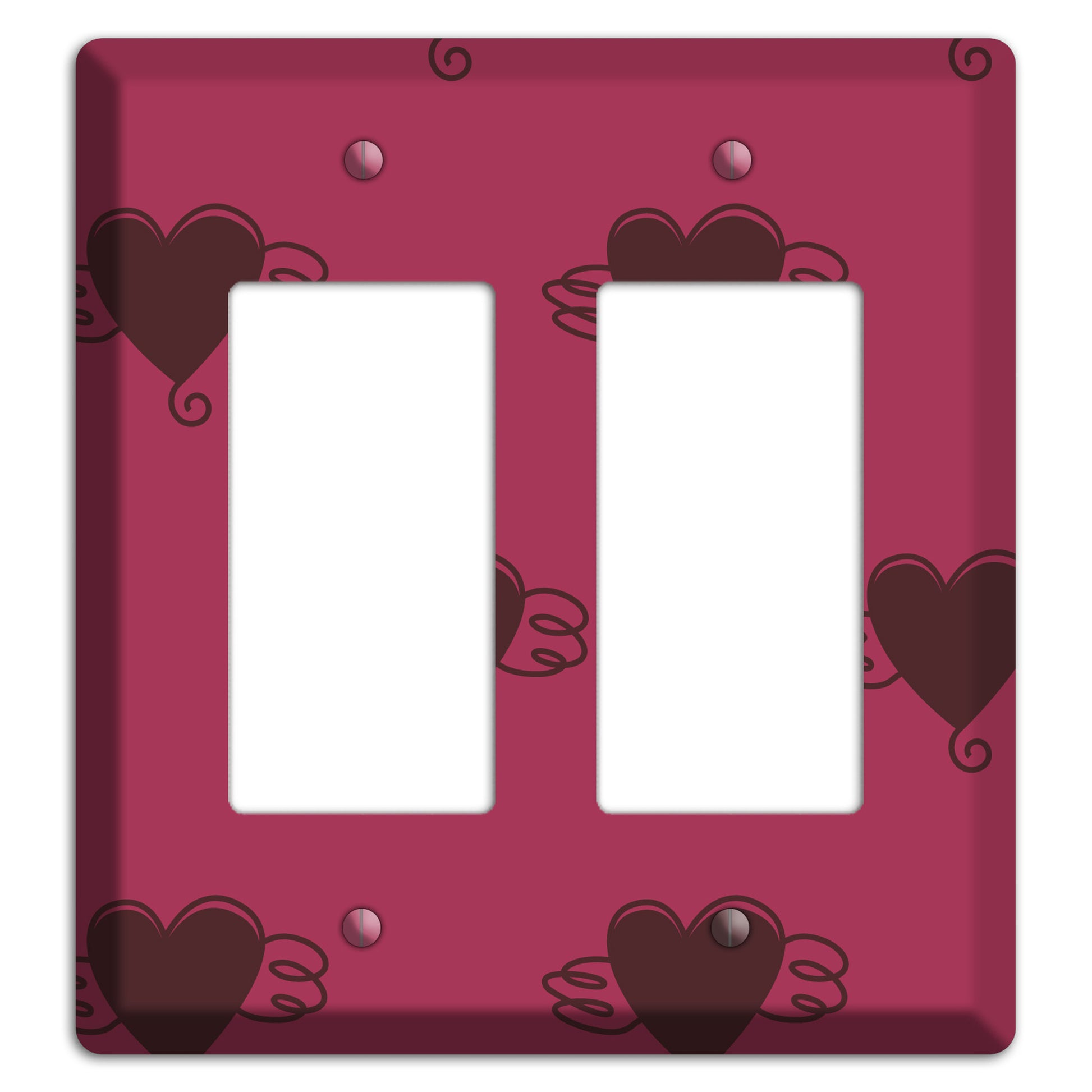 Fuschia Winged Hearts 2 2 Rocker Wallplate