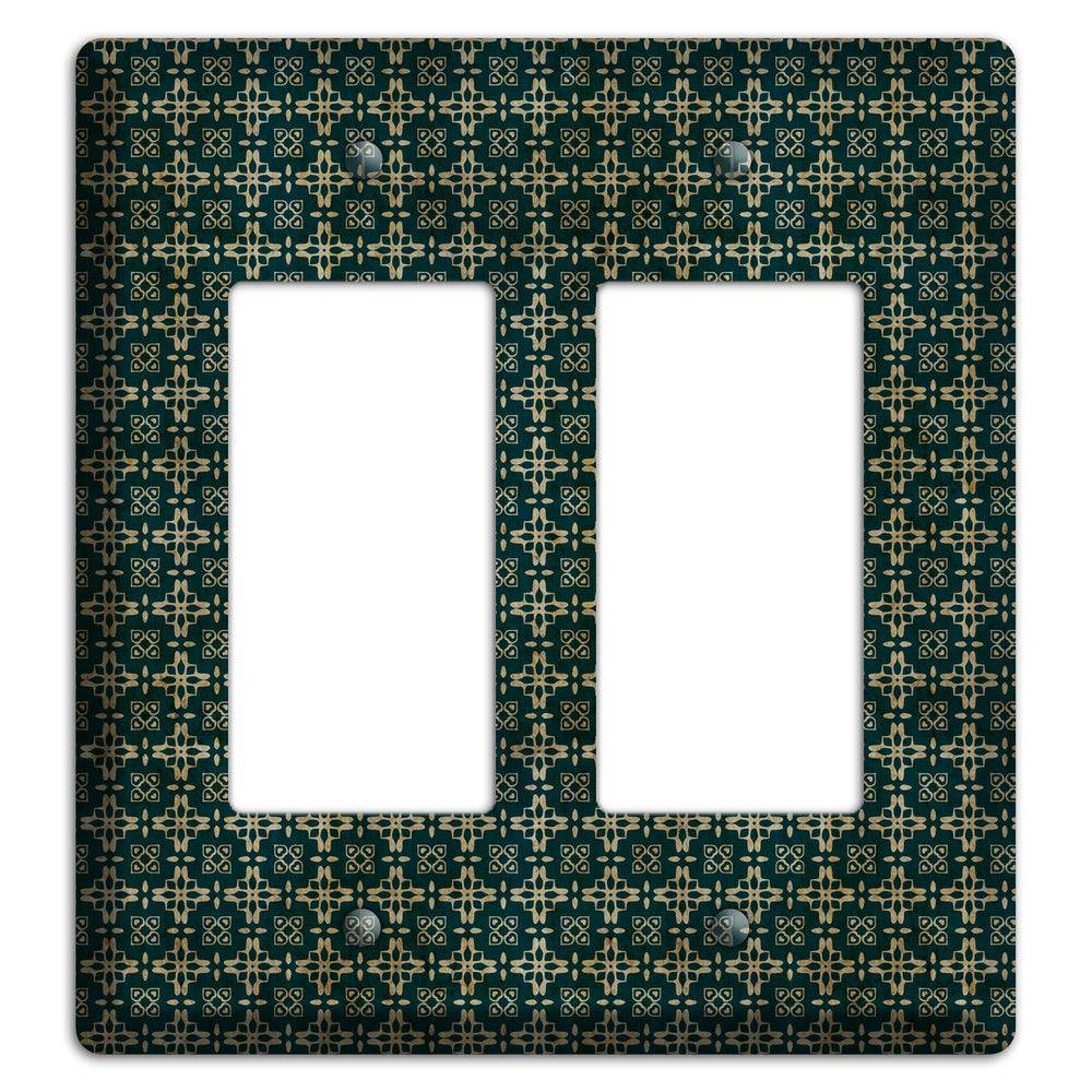 Dark Green Grunge Arabesque 2 Rocker Wallplate