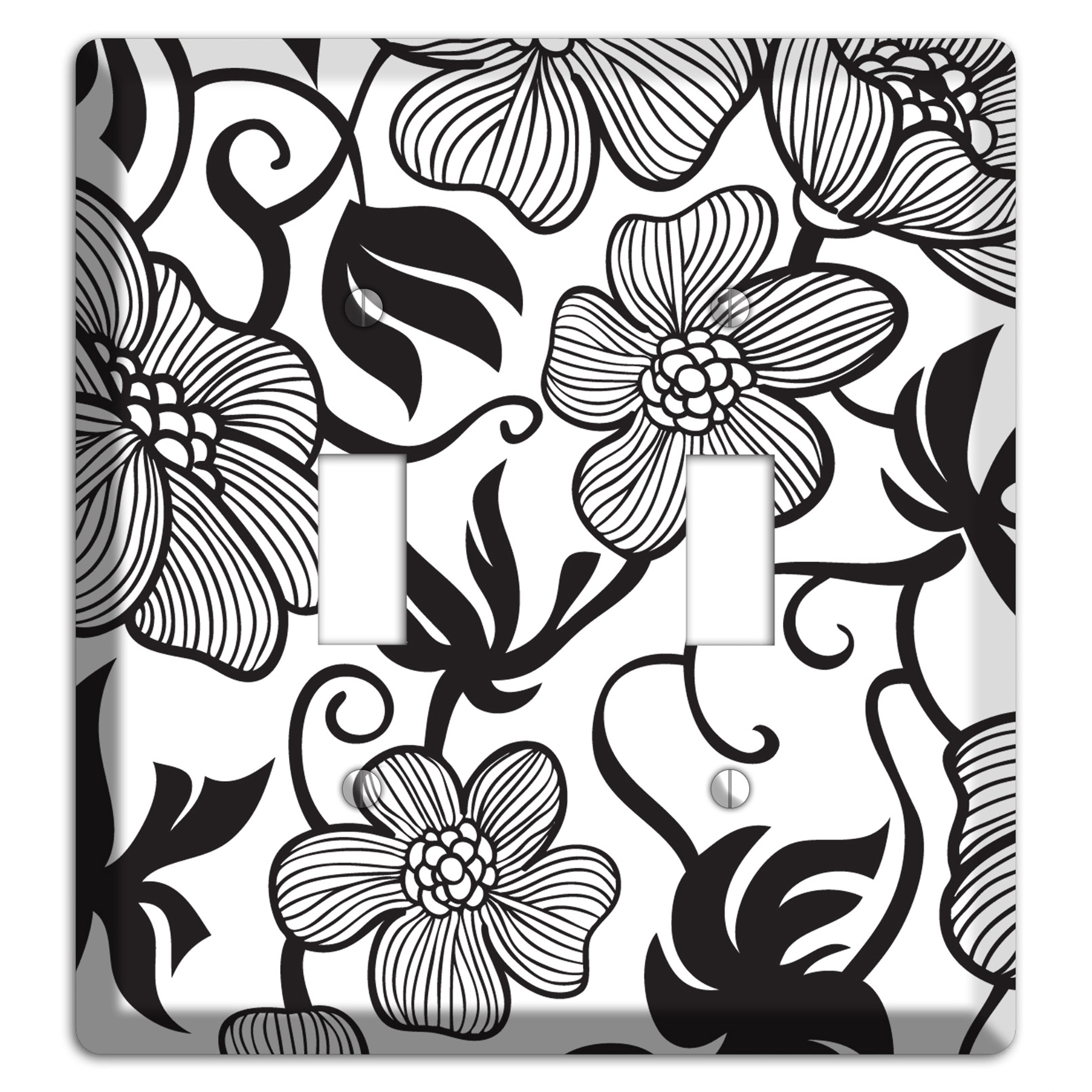 White with Black Tropical 2 Toggle Wallplate