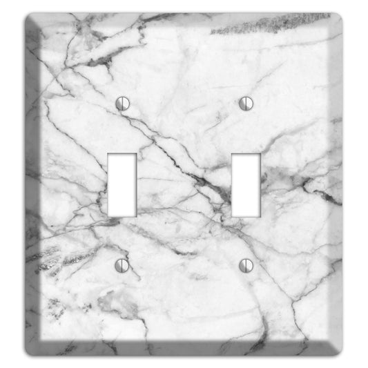White and Gray Marble 2 Toggle Wallplate