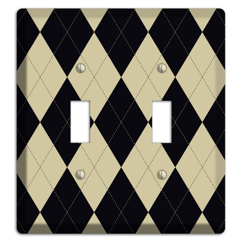 Tan and Black Argyle 2 Toggle Wallplate
