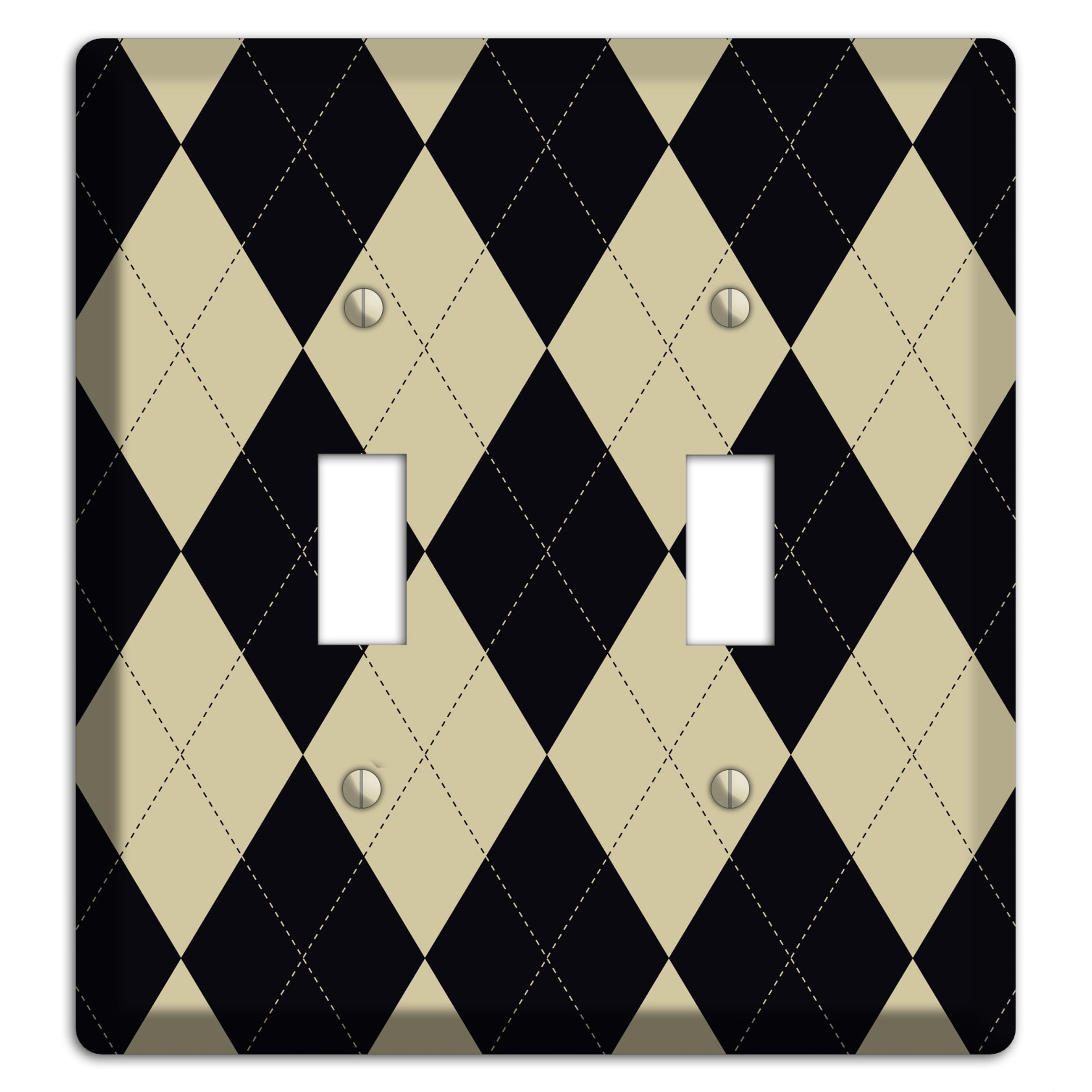 Tan and Black Argyle 2 Toggle Wallplate