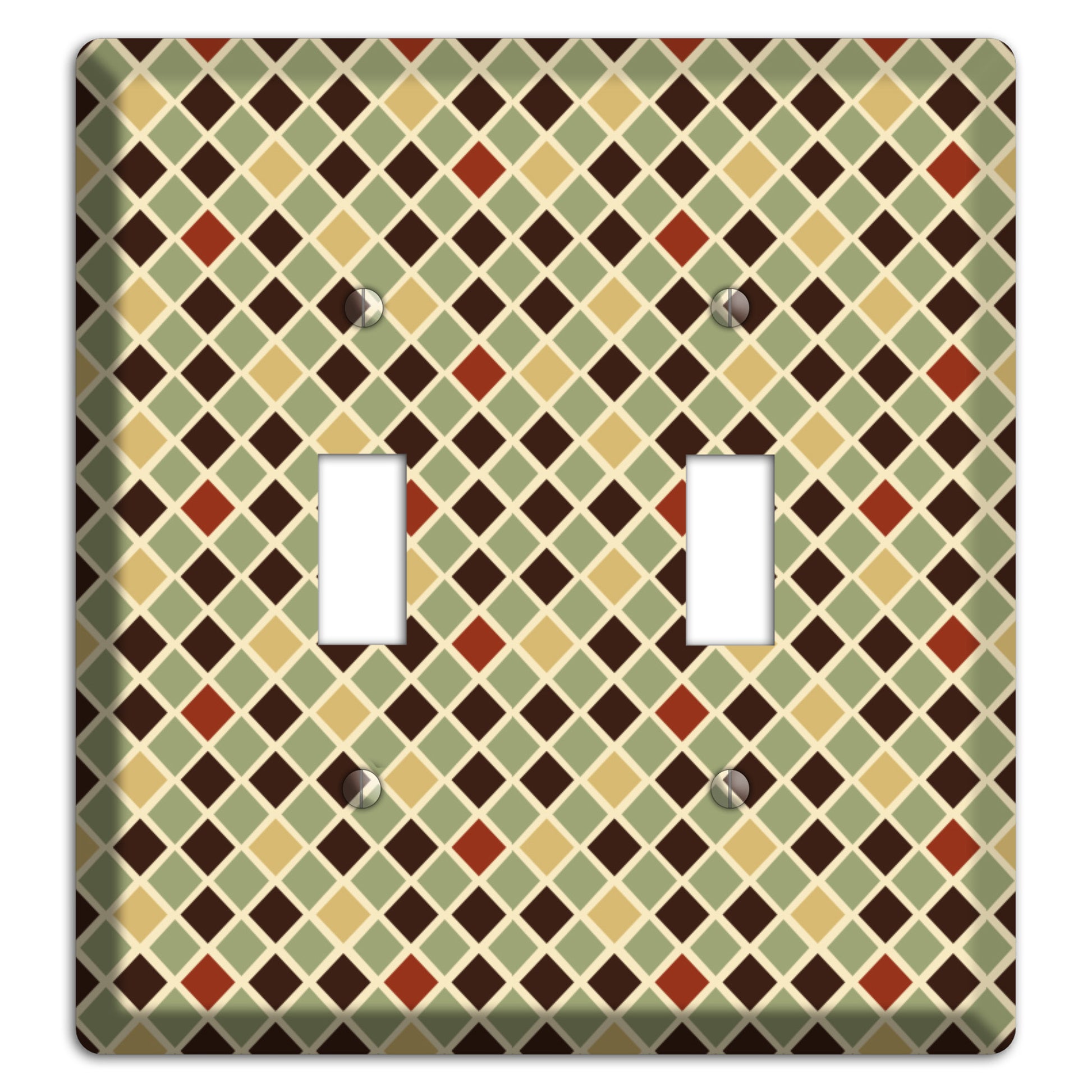 Olive Mustard Maroon Diamonds 2 Toggle Wallplate
