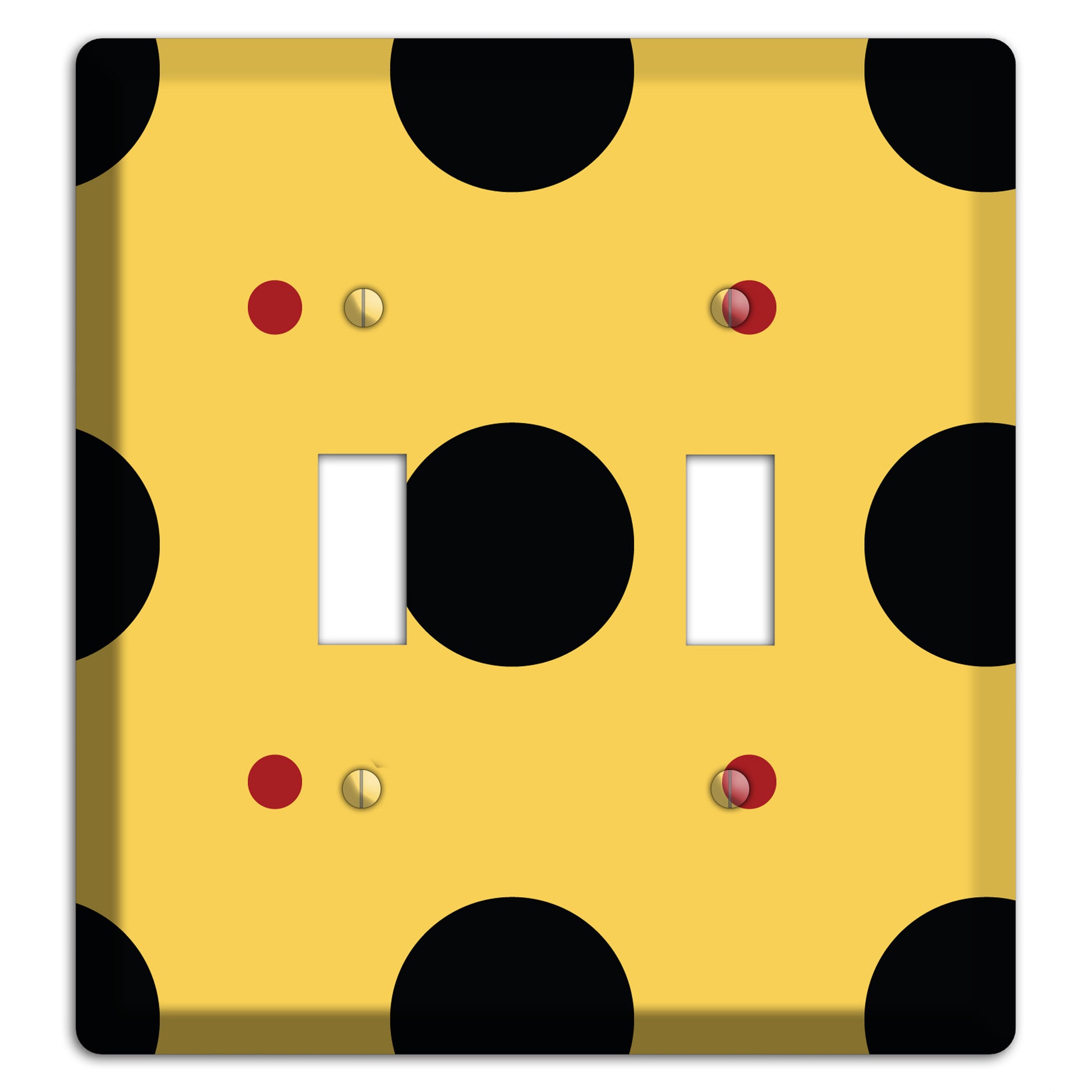 Yellow with Black and Red Multi Tiled Medium Dots 2 Toggle Wallplate