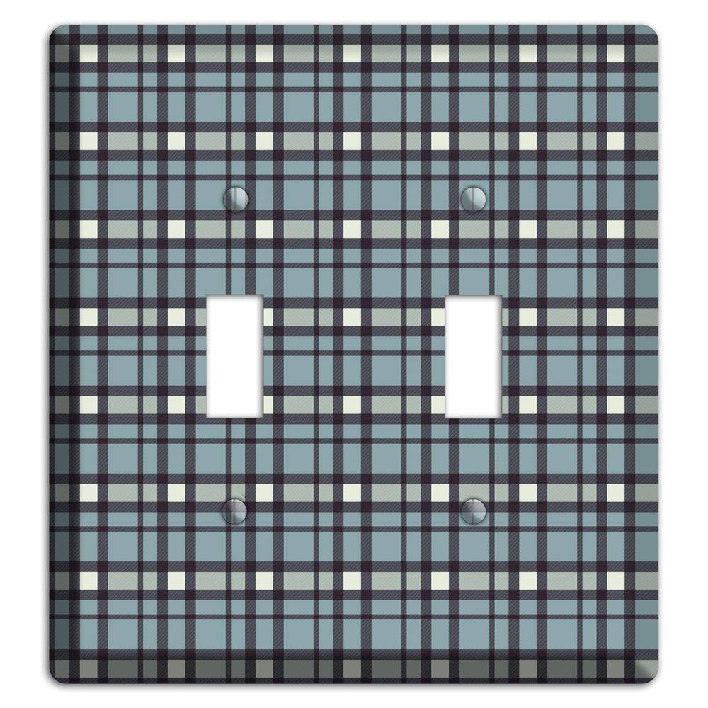 Dusty Blue Plaid 2 Toggle Wallplate