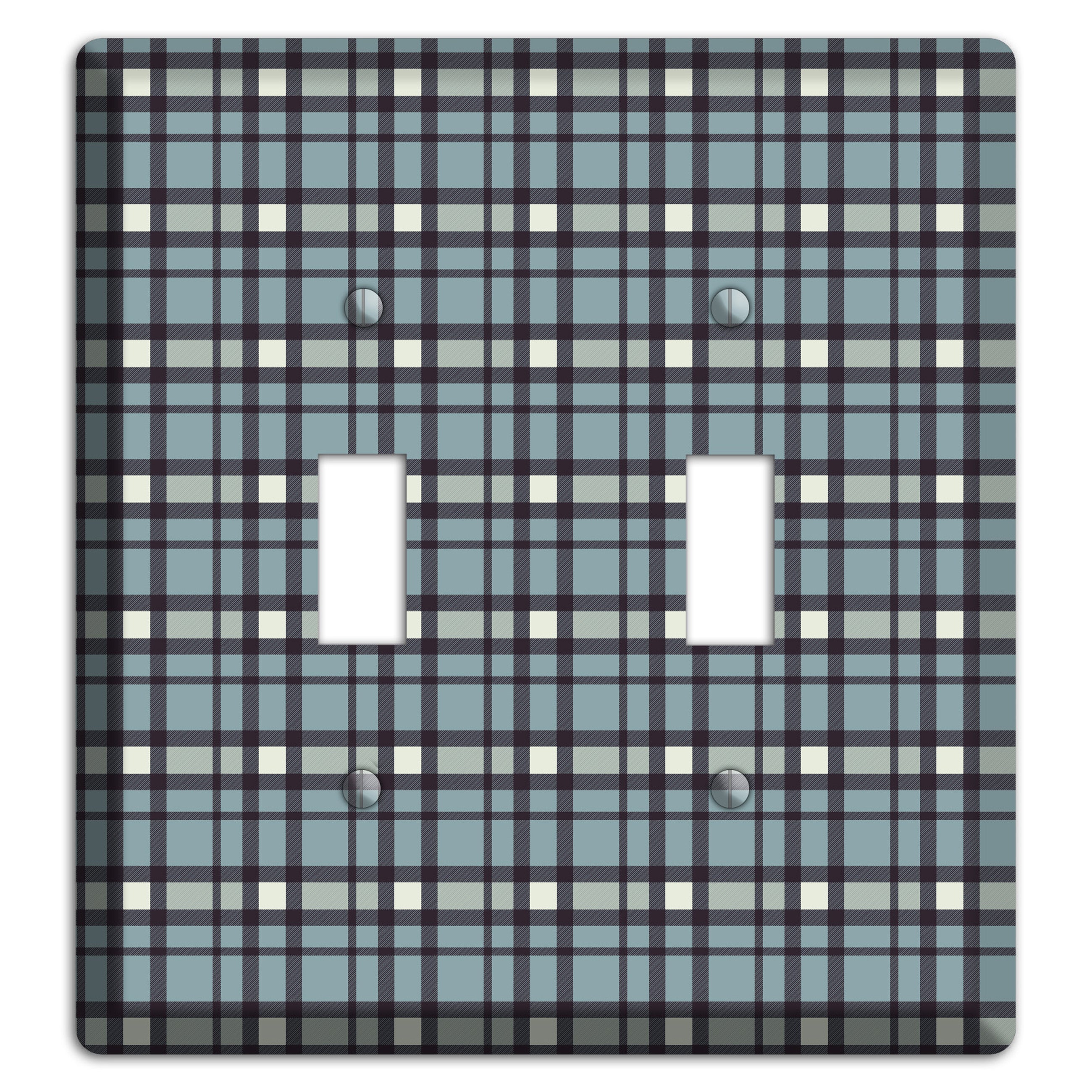 Dusty Blue Plaid 2 Toggle Wallplate