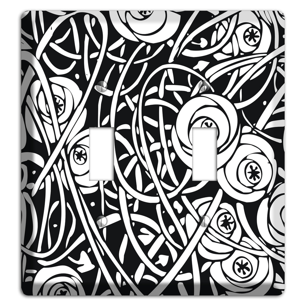 Black and White Deco Floral 2 Toggle Wallplate