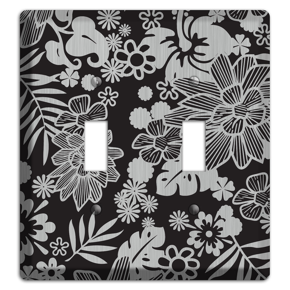 Black with Stainless Steel Tropical 2 Toggle Wallplate