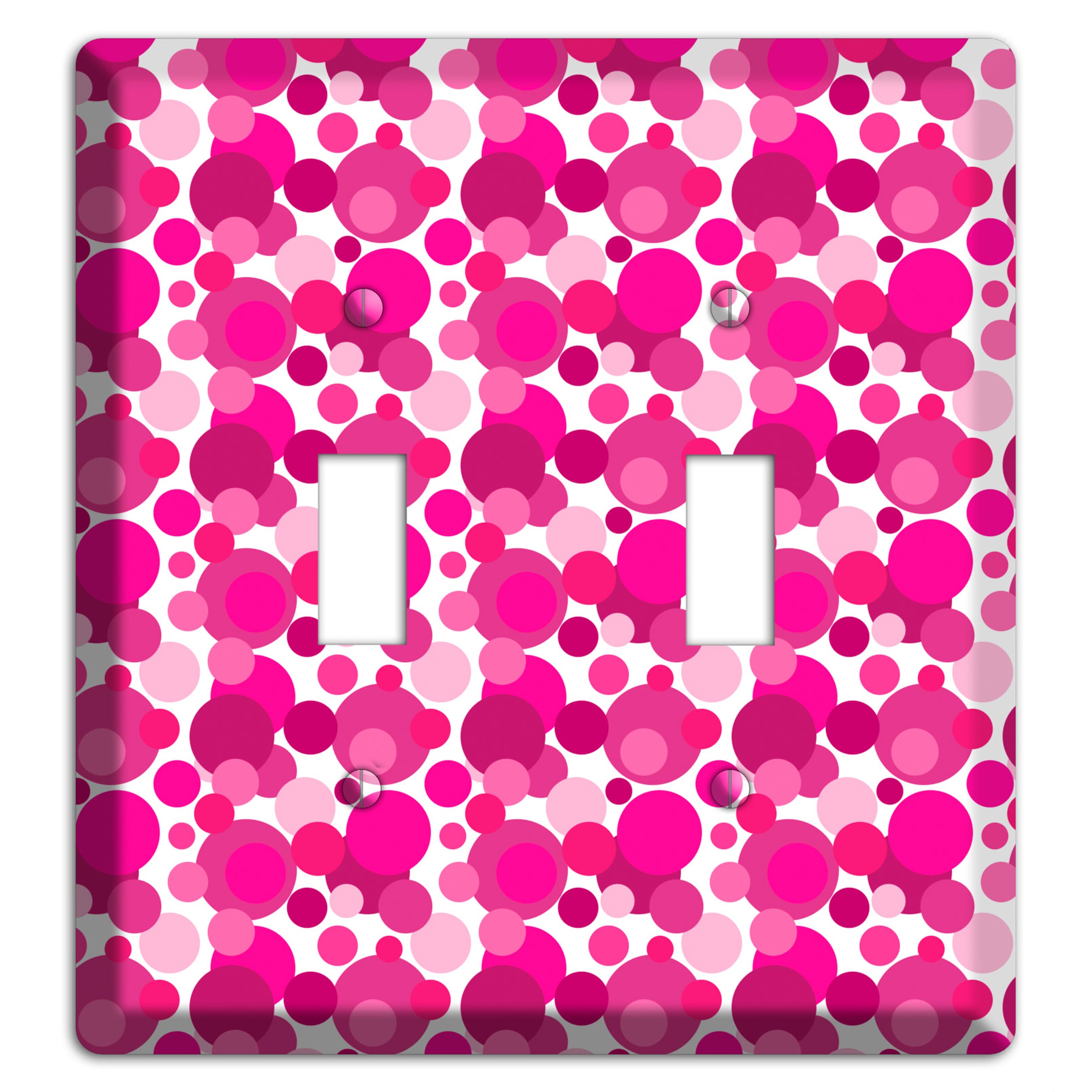 Multi Fuschia Bubble Dots 2 Toggle Wallplate