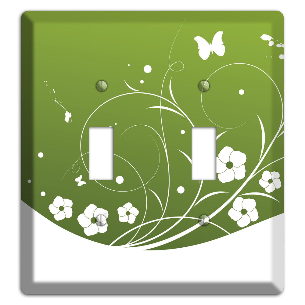 Green Floral Sprig 2 Toggle Wallplate